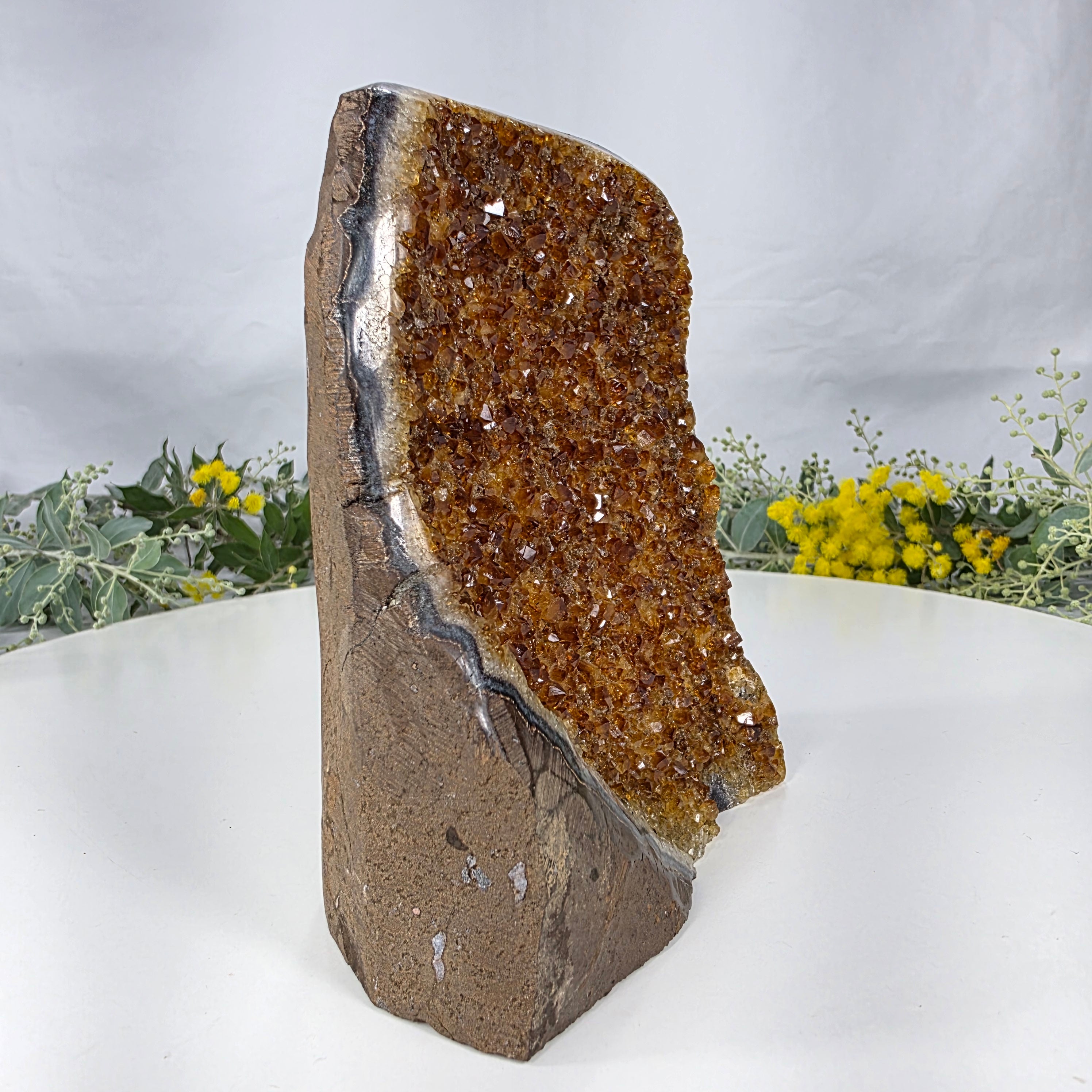 Drusa de Citrino Especial | Peso 1,15 Kgs, Altura de 14 cm | Peça Artesanal BR Crystals