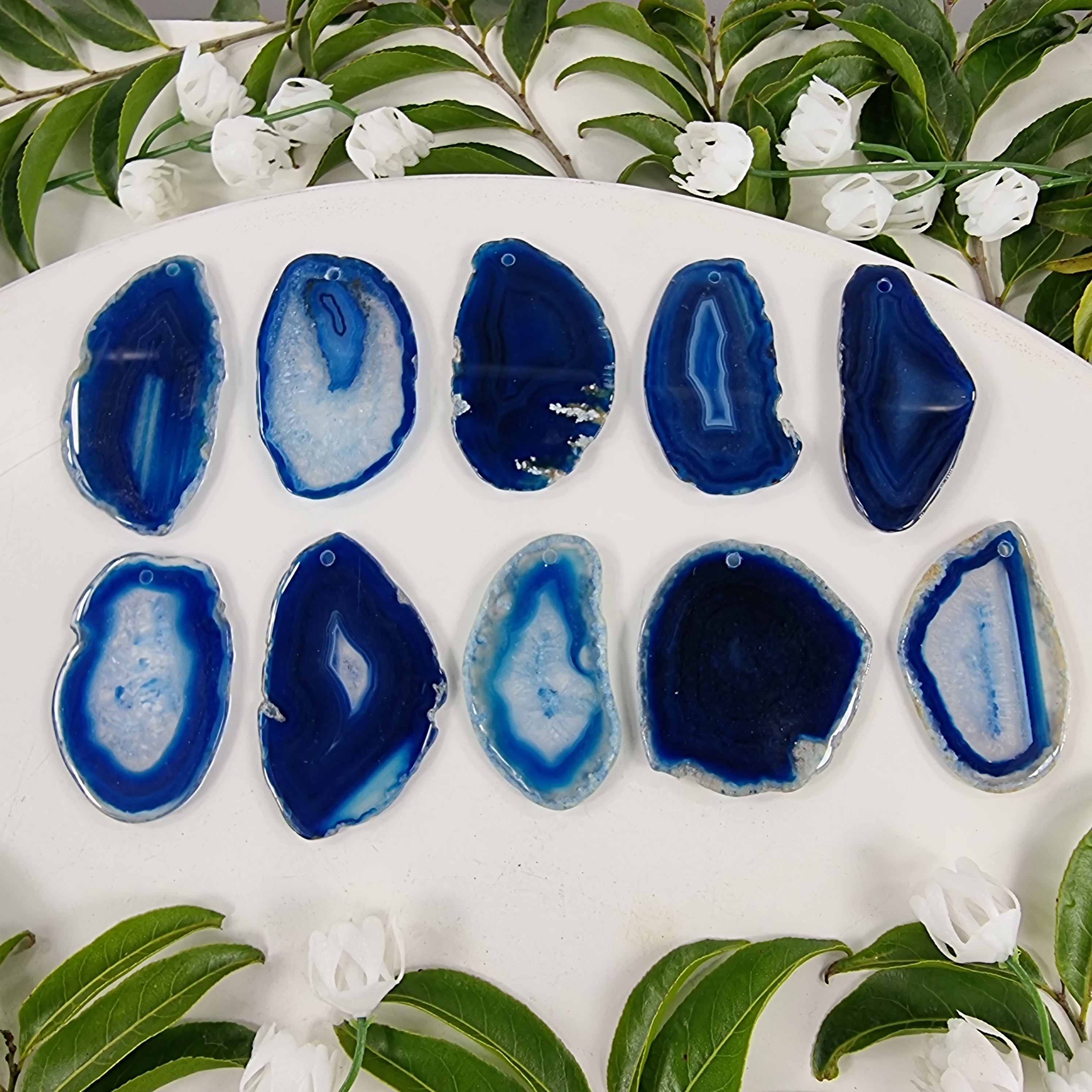 Chapinhas Ágatas Naturais Super Especiais | KIT 10 SEM BANHO com furo | Peça Artesanal BR Crystals