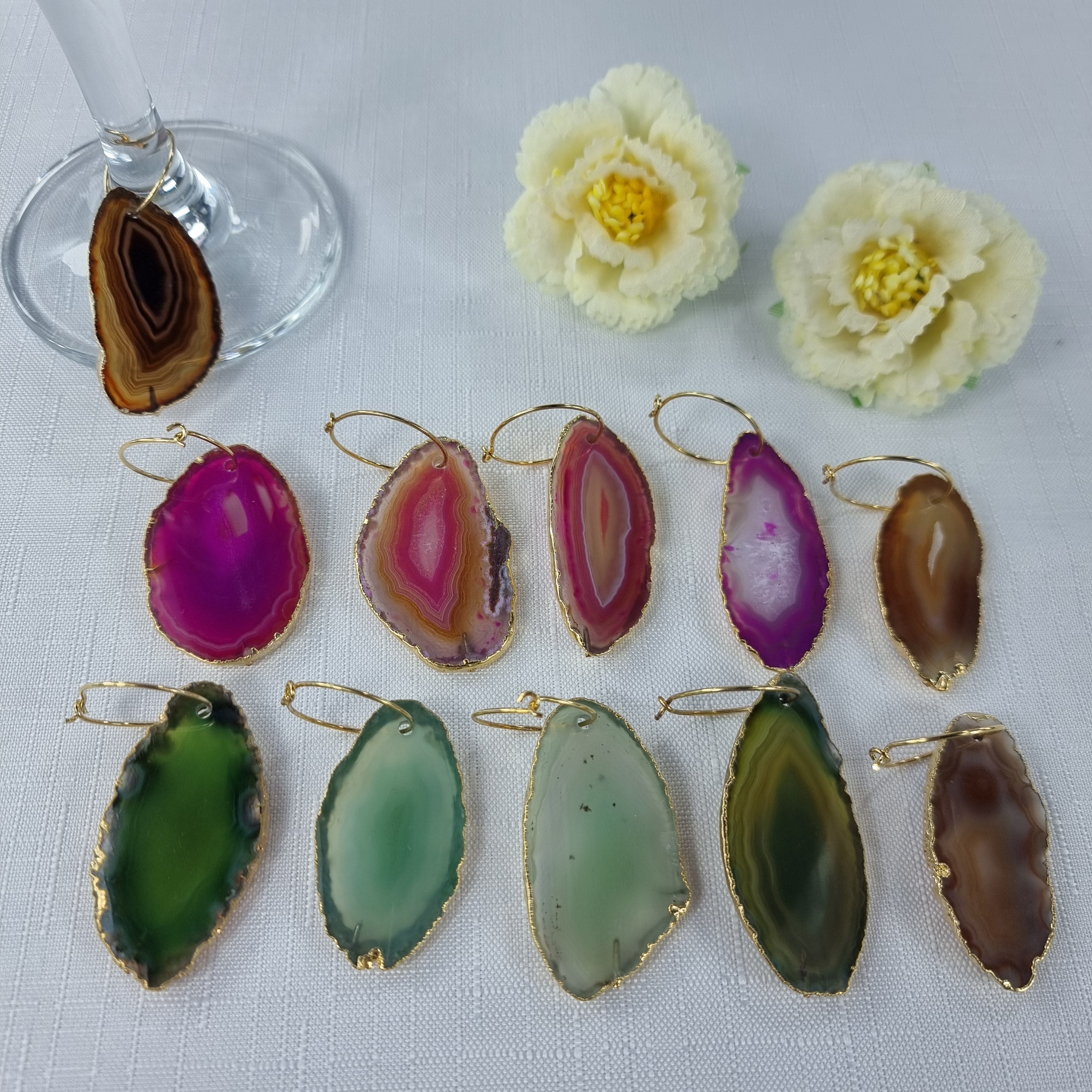 Marcador de Taças em ÁGATAS Naturais Sortidos - Peça Artesanal BR Crystals