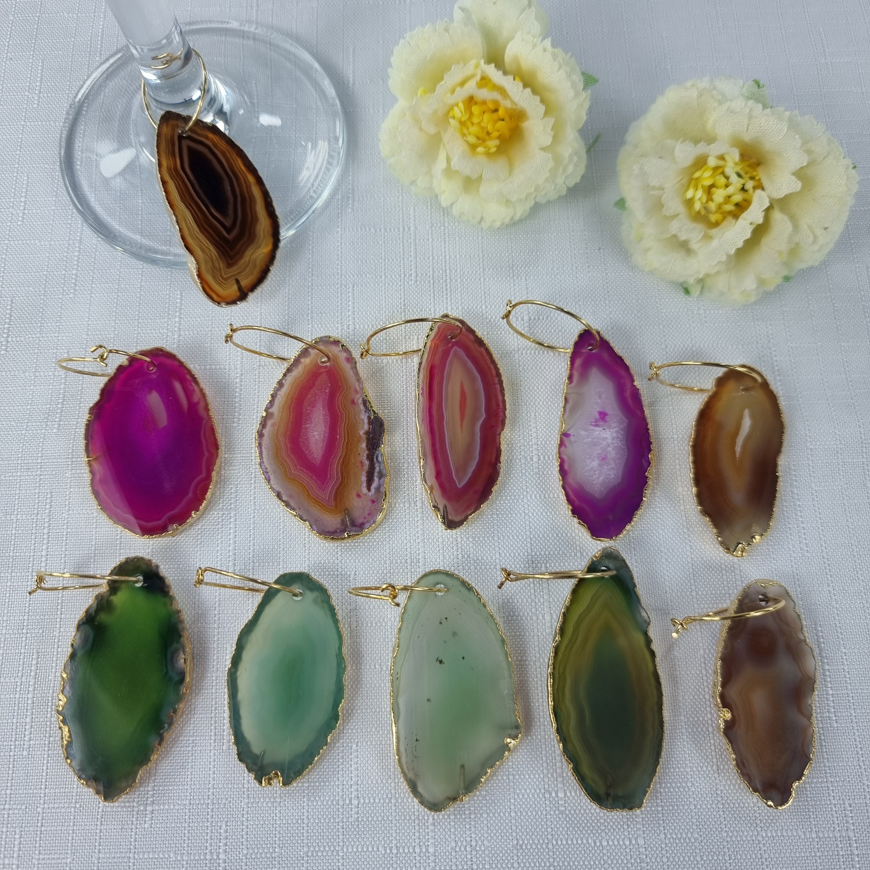 Marcador de Taças em ÁGATAS Naturais Sortidos - Peça Artesanal BR Crystals