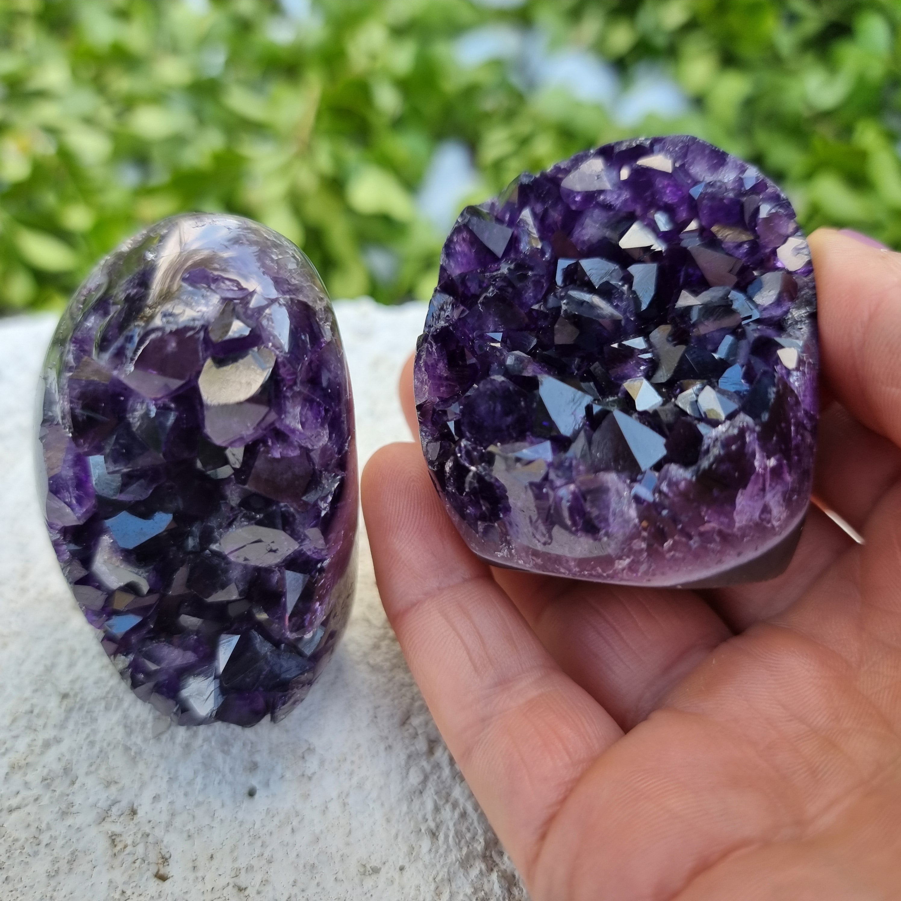 Drusas de Ametista SUPER Roxa - 2 unid | Peso 0,30 Kgs, Altura 4 cm | Energia, Beleza e Sofisticação