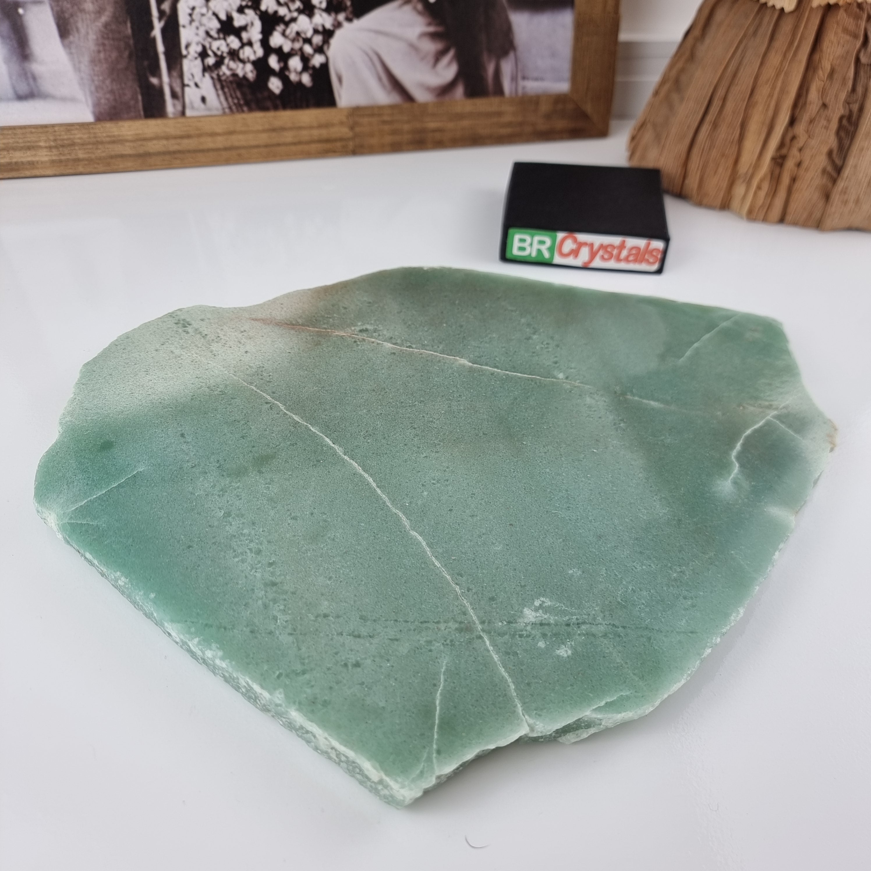 Bandeja de QUARTZO VERDE Bordas Naturais | 1 Unidade | Tamanho 30 cm | Peça Artesanal BR Crystals