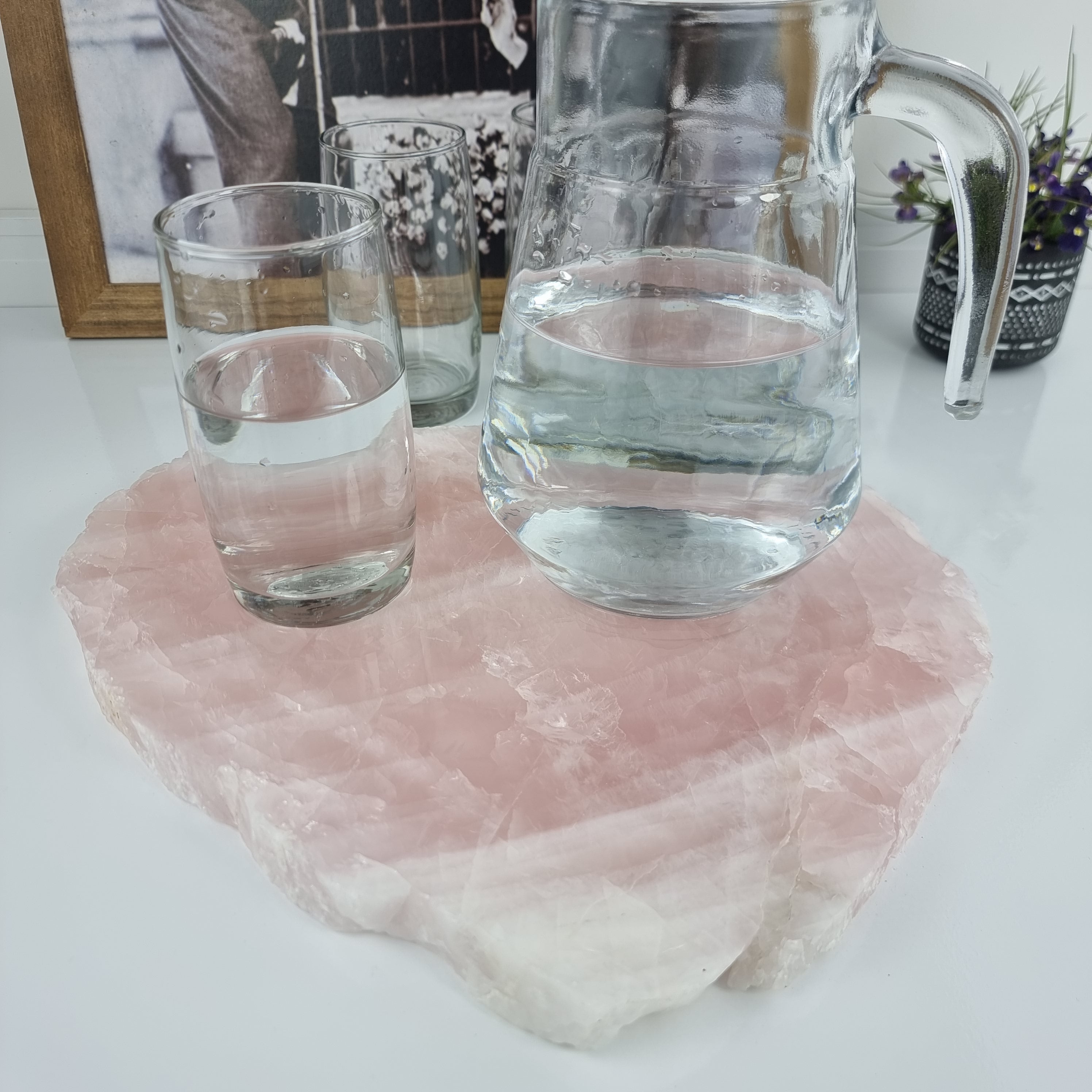 Bandeja de QUARTZO ROSA Bordas Naturais | 1 Unidade | Tamanho 30 cm | Peça Artesanal BR Crystals