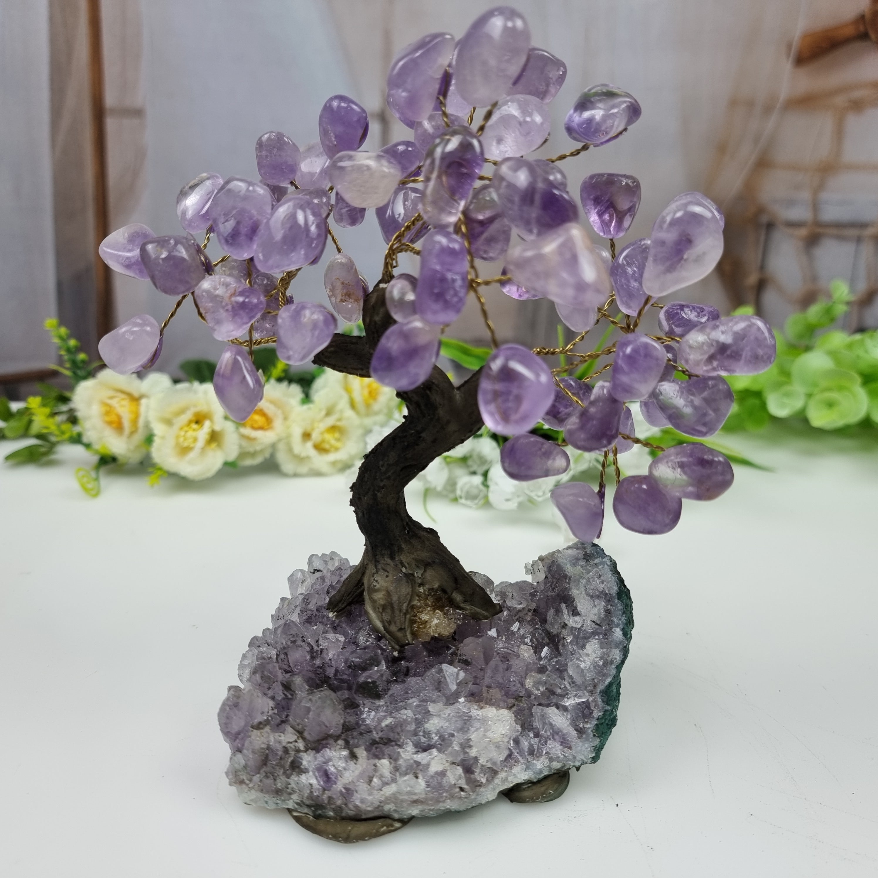 Árvore de AMETISTA Natural | 60 Pedras, 12 galhos | Base de Ametista com 15 cm altura - Peça Artesanal BR Crystals