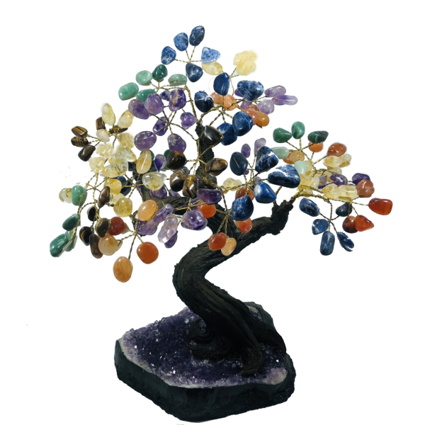 Árbol de piedras preciosas 36 ramas y 180 piedras 30 cm altura peso 2,5 kg