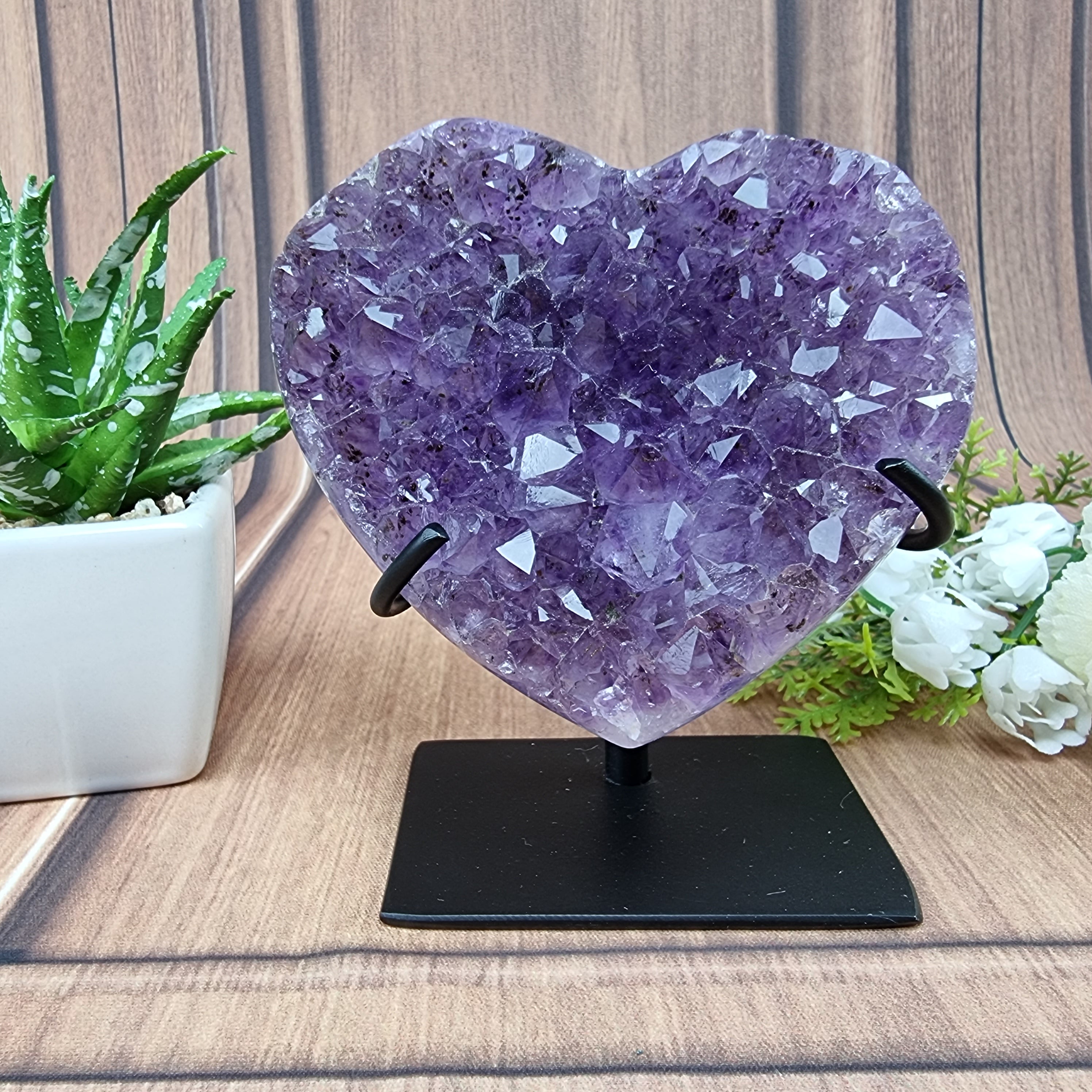 Corações de Ametista na base Base de Ferro - Super Extra, Para sua Escolha