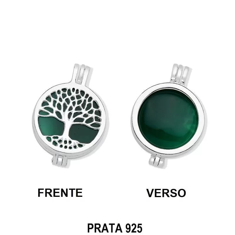 Colar Relicário Facetado Locket em Prata - Árvore da Vida