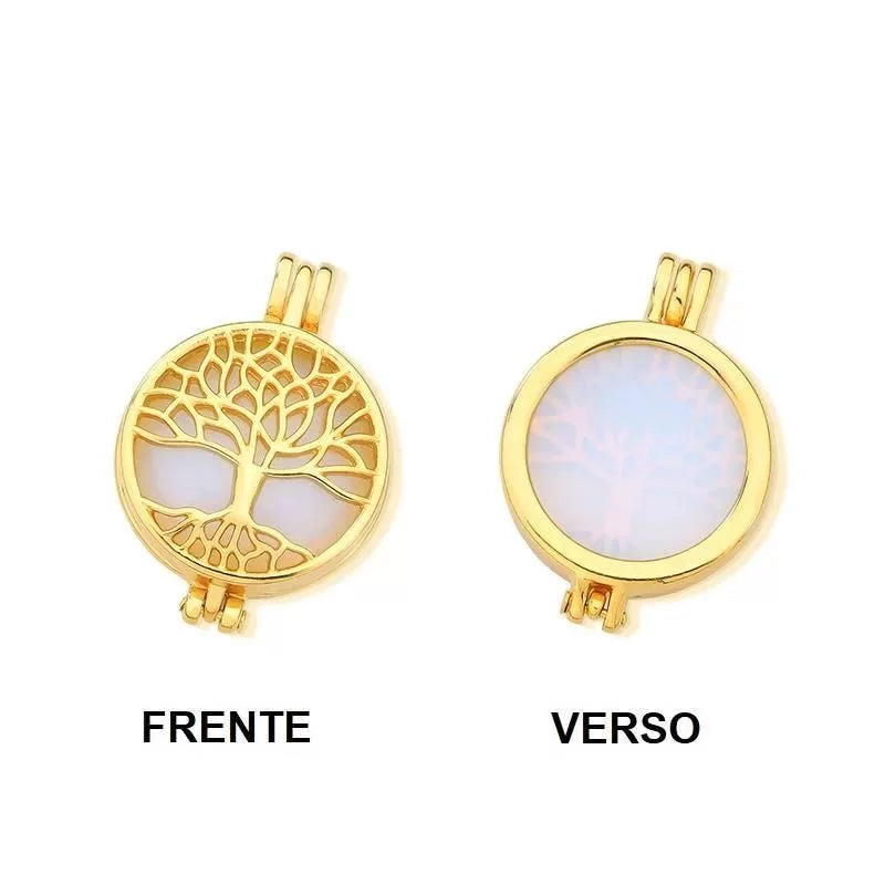 Colar Relicário Locket folheado a ouro "Arvore da Vida"