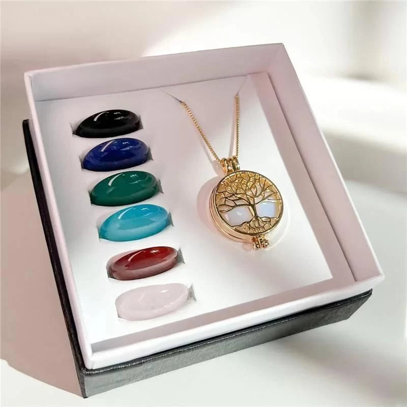 Colar Relicário Locket folheado a ouro "Arvore da Vida"