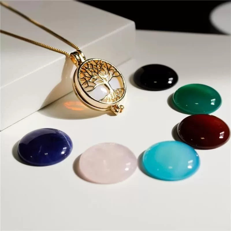 Colar Relicário Locket folheado a ouro "Arvore da Vida"