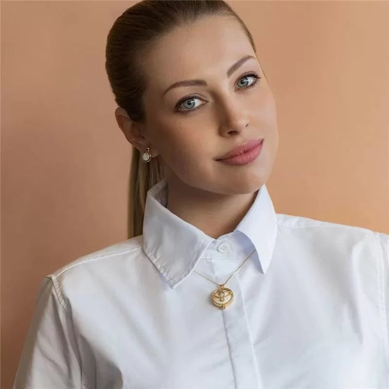 Colar Relicário Locket folheado a ouro Pingente "Pomba da Paz"