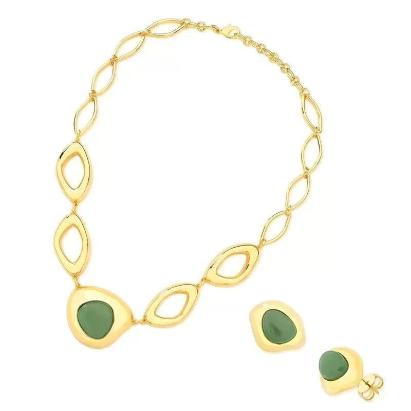 Conjunto de Colar e Brinco Banhado em Ouro