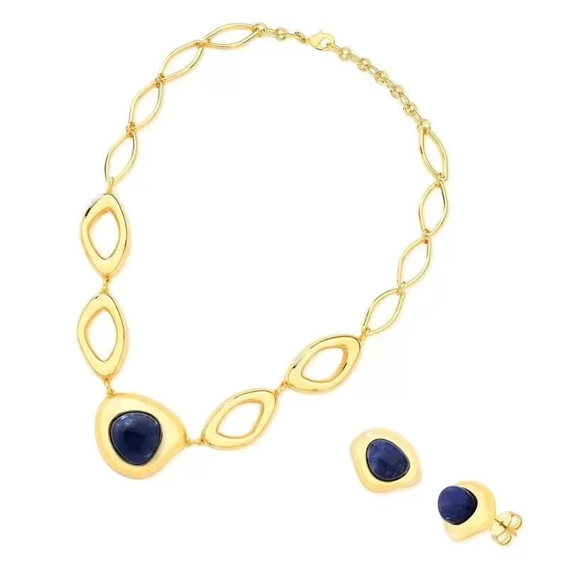 Conjunto de Colar e Brinco Banhado em Ouro