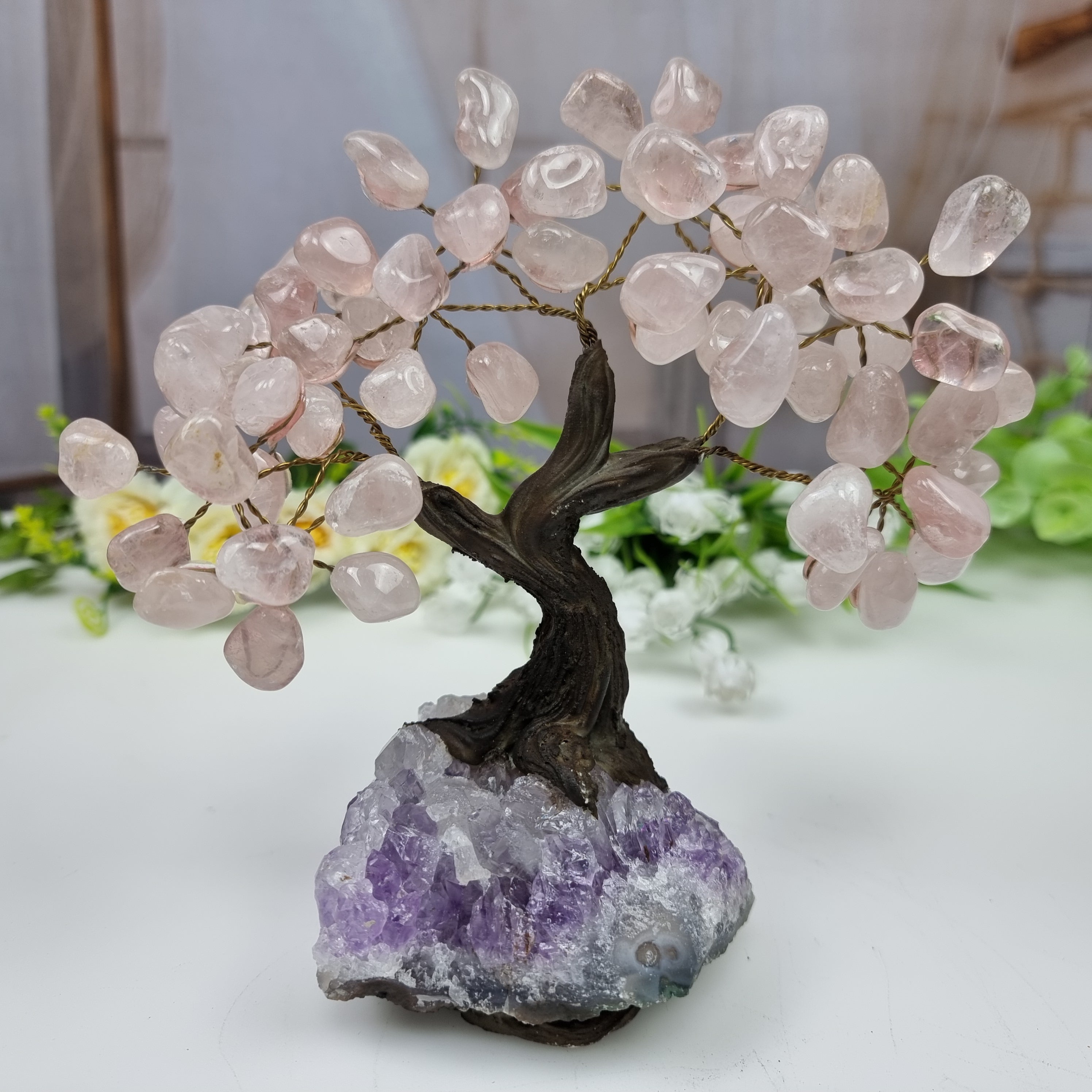 Tree of precious stones 12 branches and 60 stones 15 cm height weight 0.700 kg