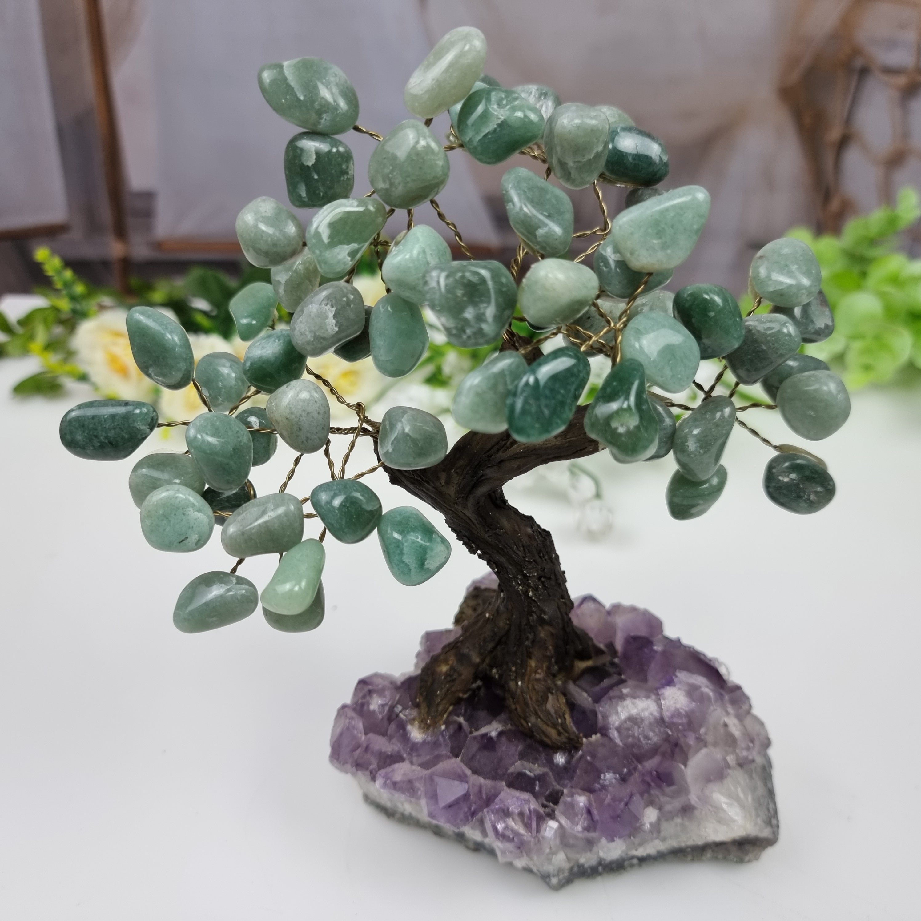 Arbol de piedras preciosas 12 ramas y 60 piedras 15 cm altura peso 0.700 kg