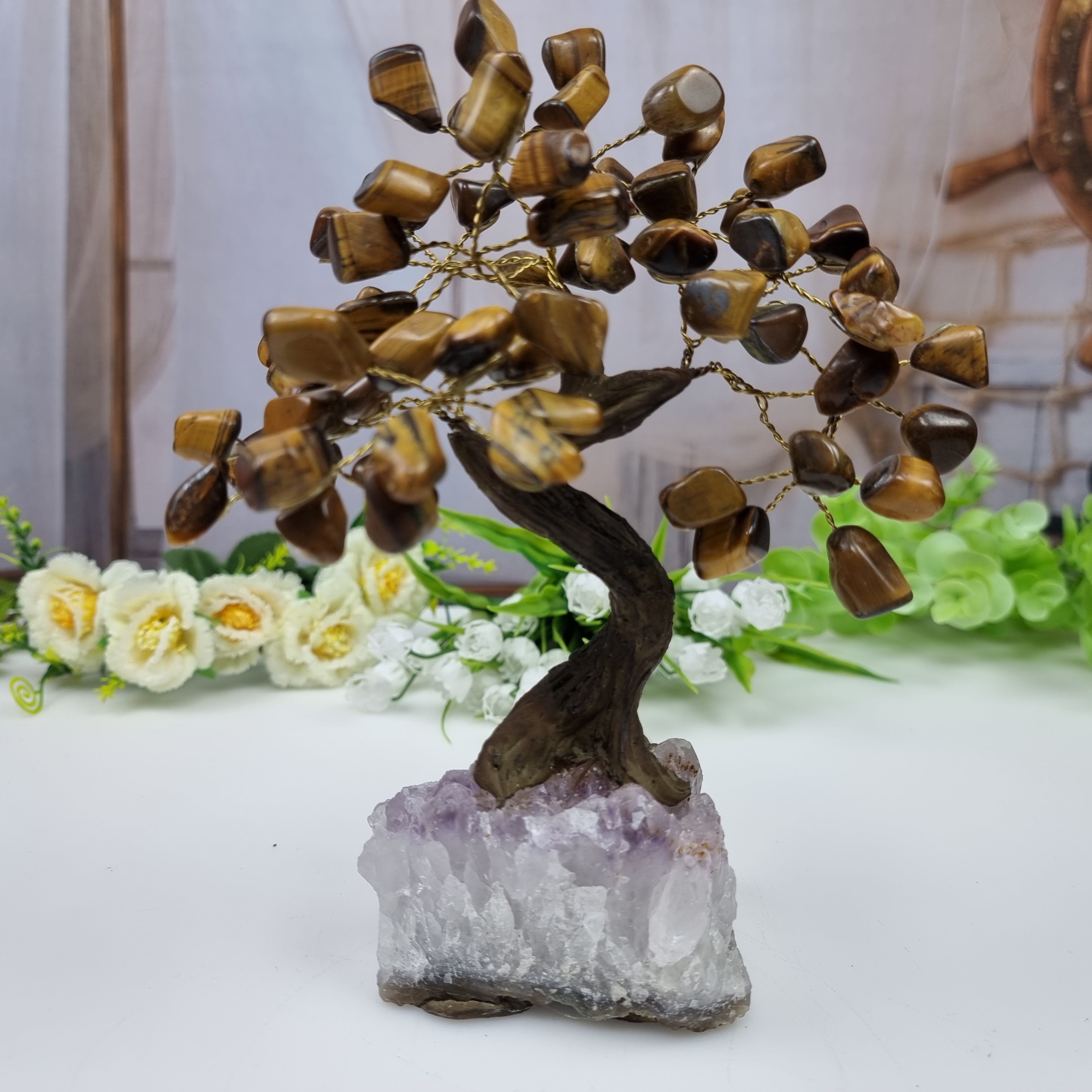 Arbol de piedras preciosas 12 ramas y 60 piedras 15 cm altura peso 0.700 kg