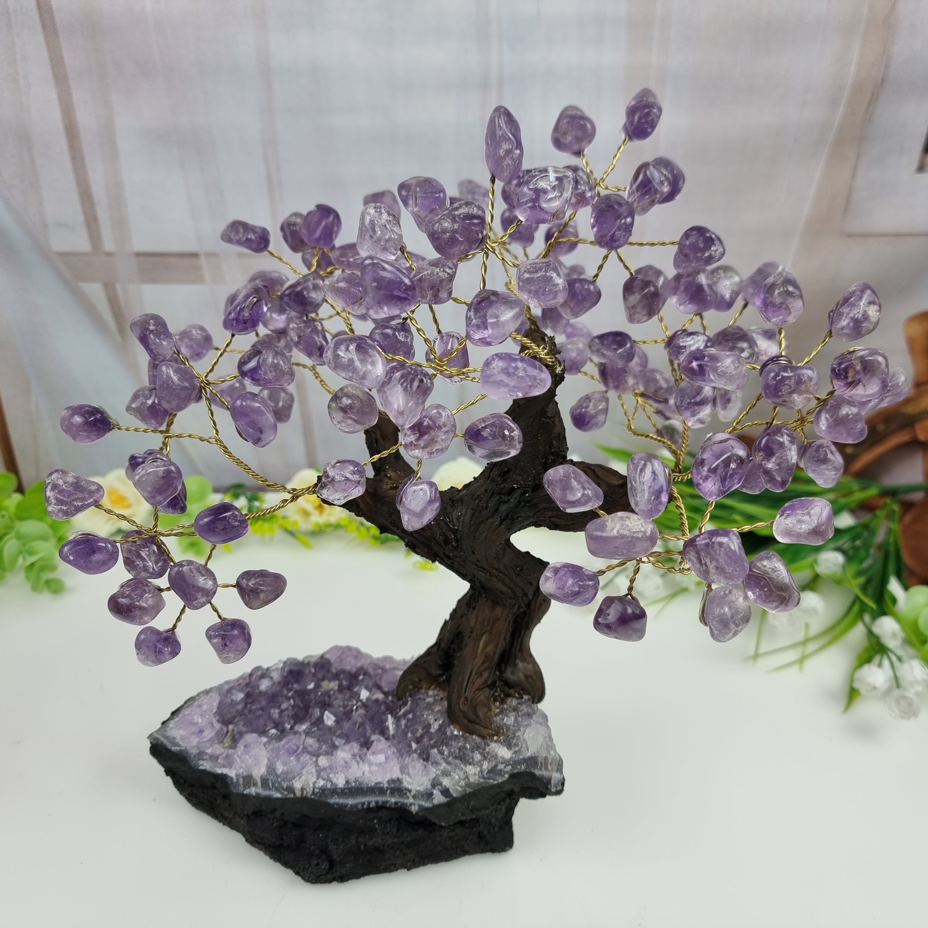 Arbol de piedras preciosas 24 ramas y 120 piedras 20 cm altura peso 1,70 kg