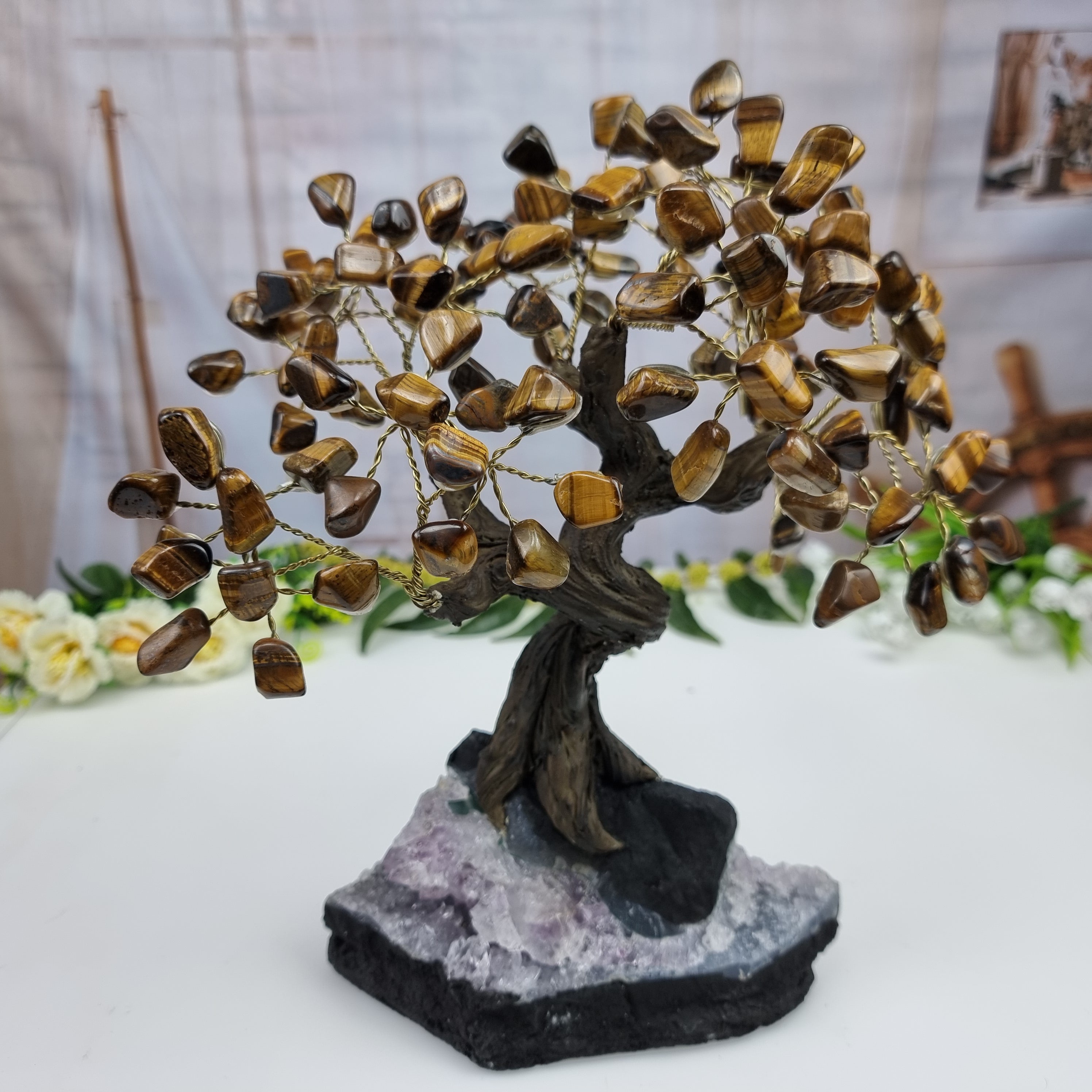 Arbol de piedras preciosas 24 ramas y 120 piedras 20 cm altura peso 1,70 kg