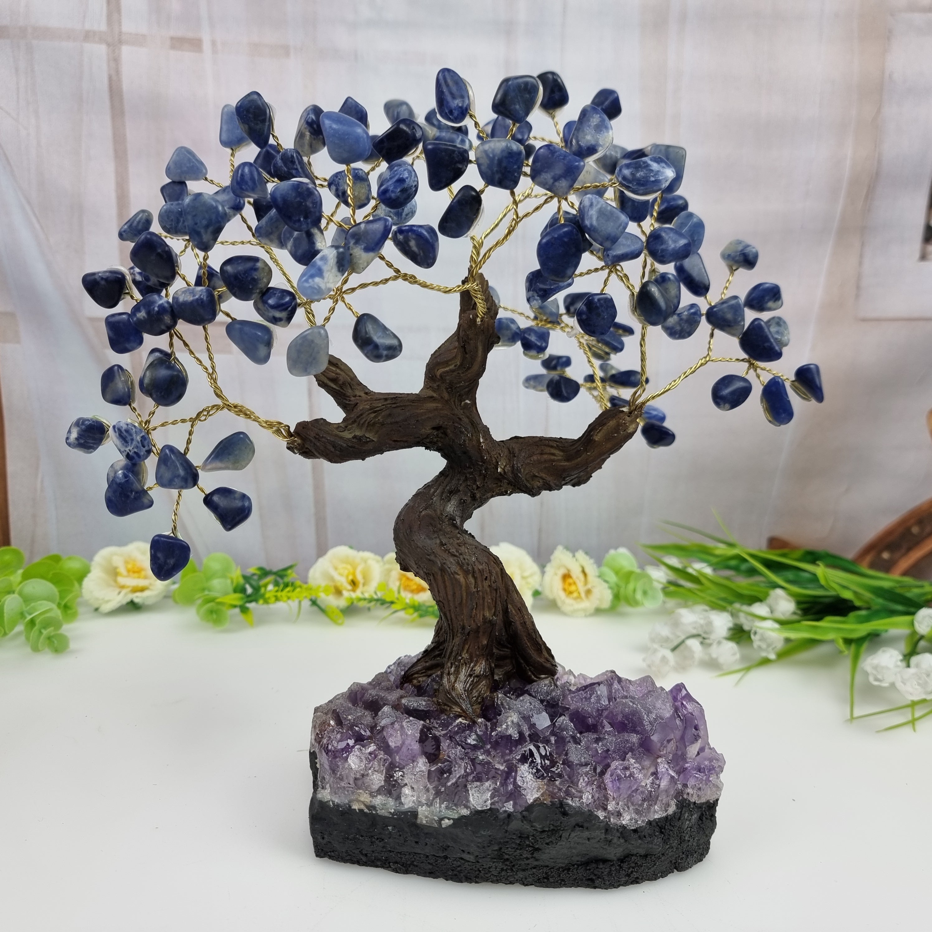 Arbol de piedras preciosas 24 ramas y 120 piedras 20 cm altura peso 1,70 kg