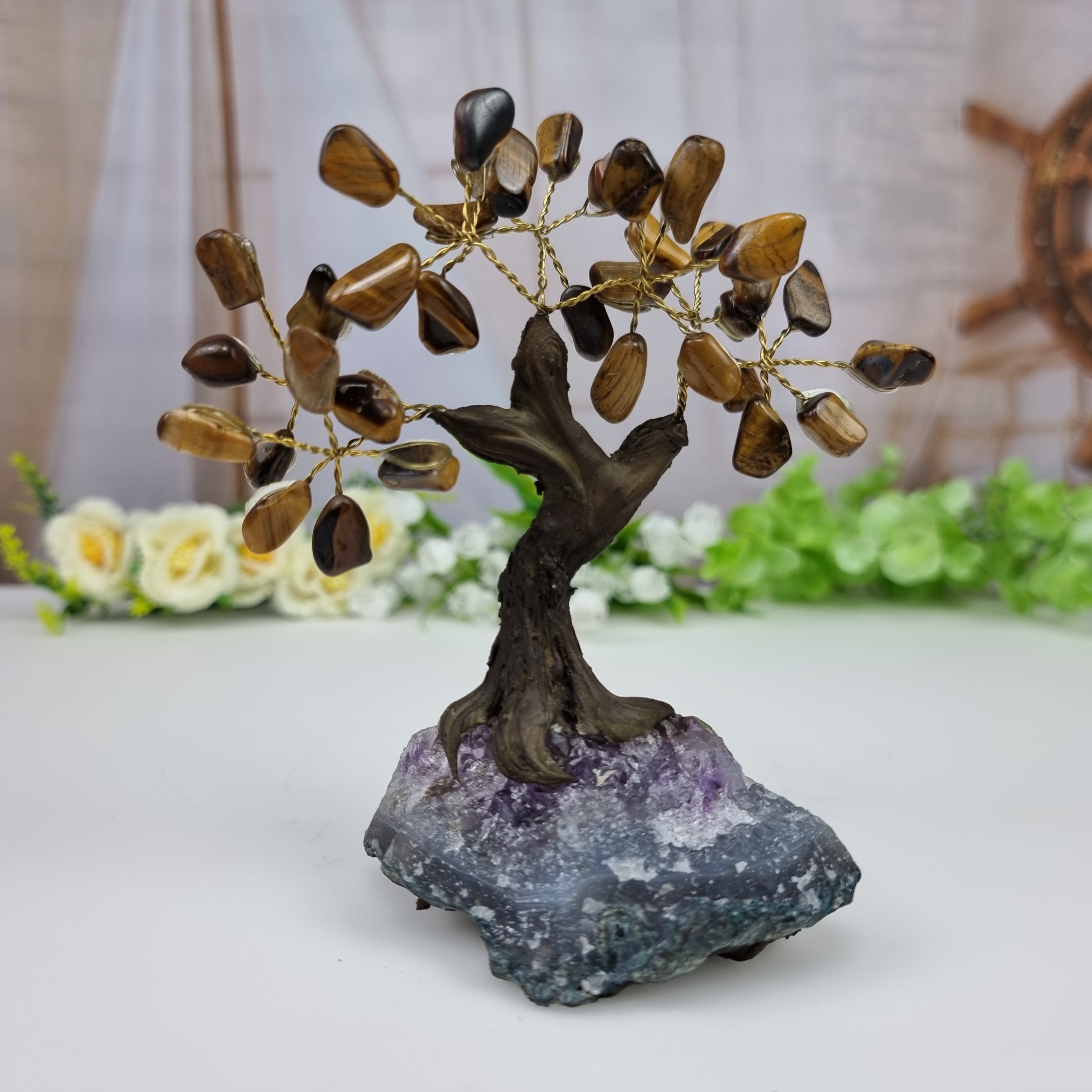 Arbol de piedras preciosas 7 ramas y 35 piedras 10 cm altura peso 0.500 kg