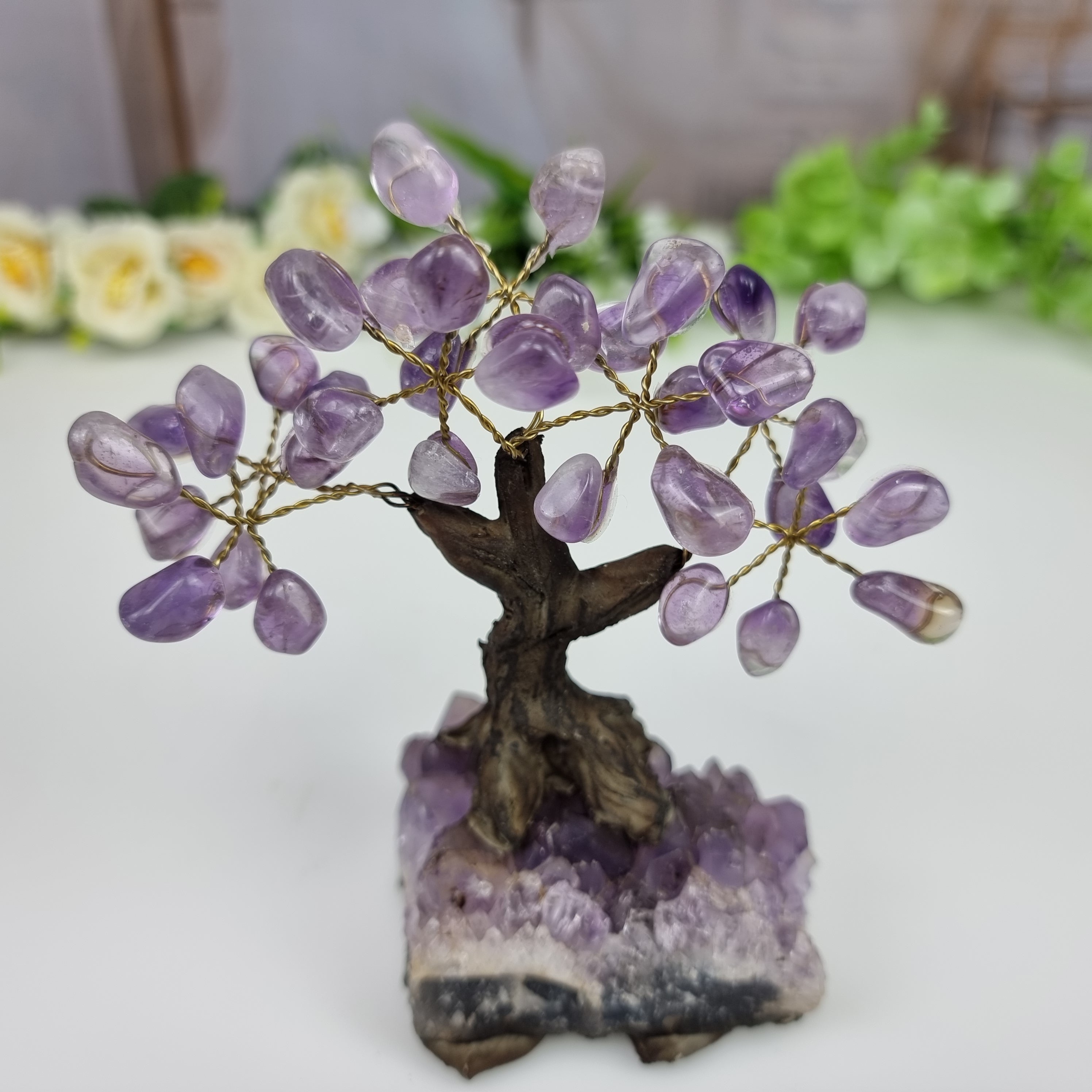 Arbol de piedras preciosas 7 ramas y 35 piedras 10 cm altura peso 0.500 kg