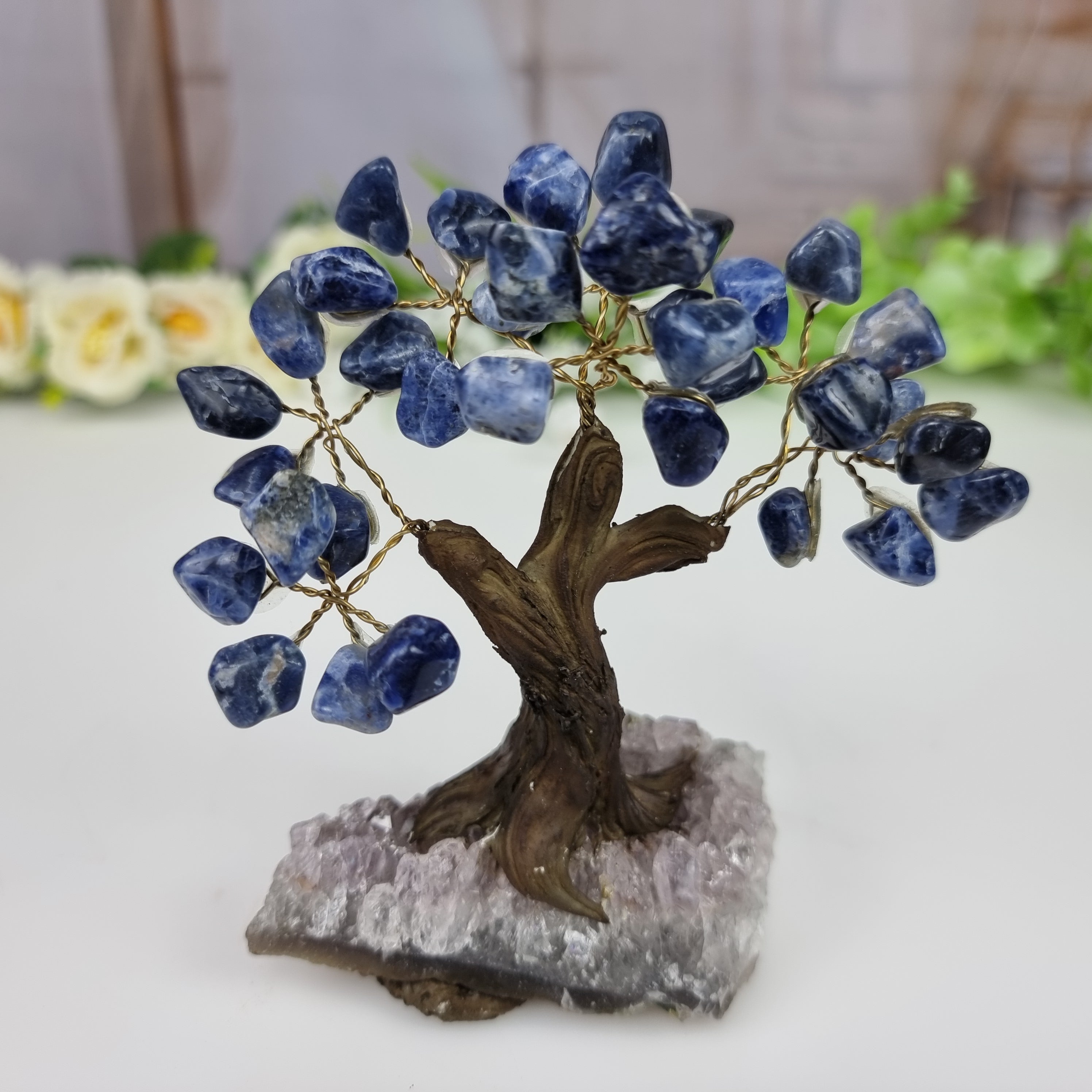 Arbol de piedras preciosas 7 ramas y 35 piedras 10 cm altura peso 0.500 kg