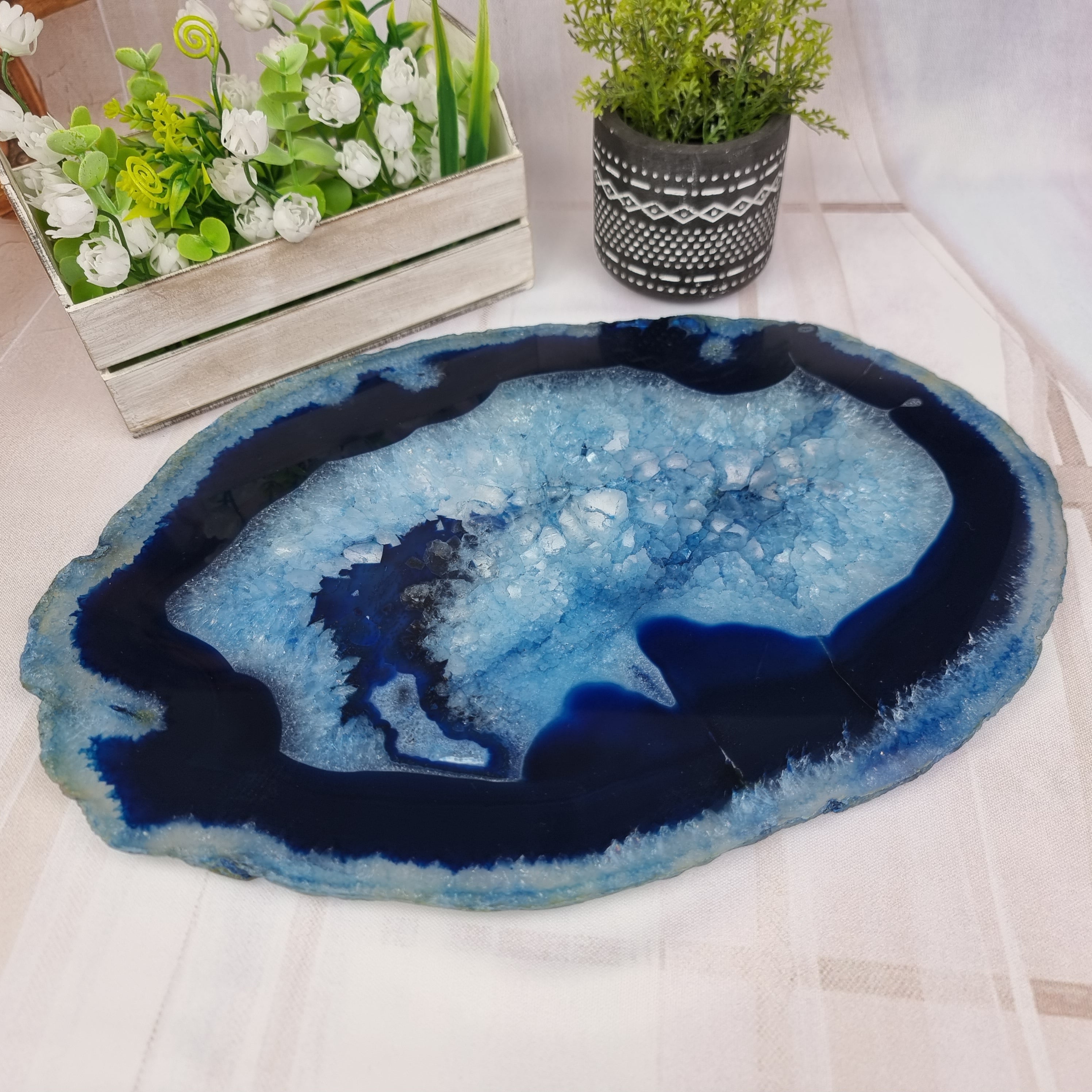 Bandejas de Ágatas Naturais Especiais | 1 Unidade | Tamanho 30 cm | Peça Artesanal BR Crystals