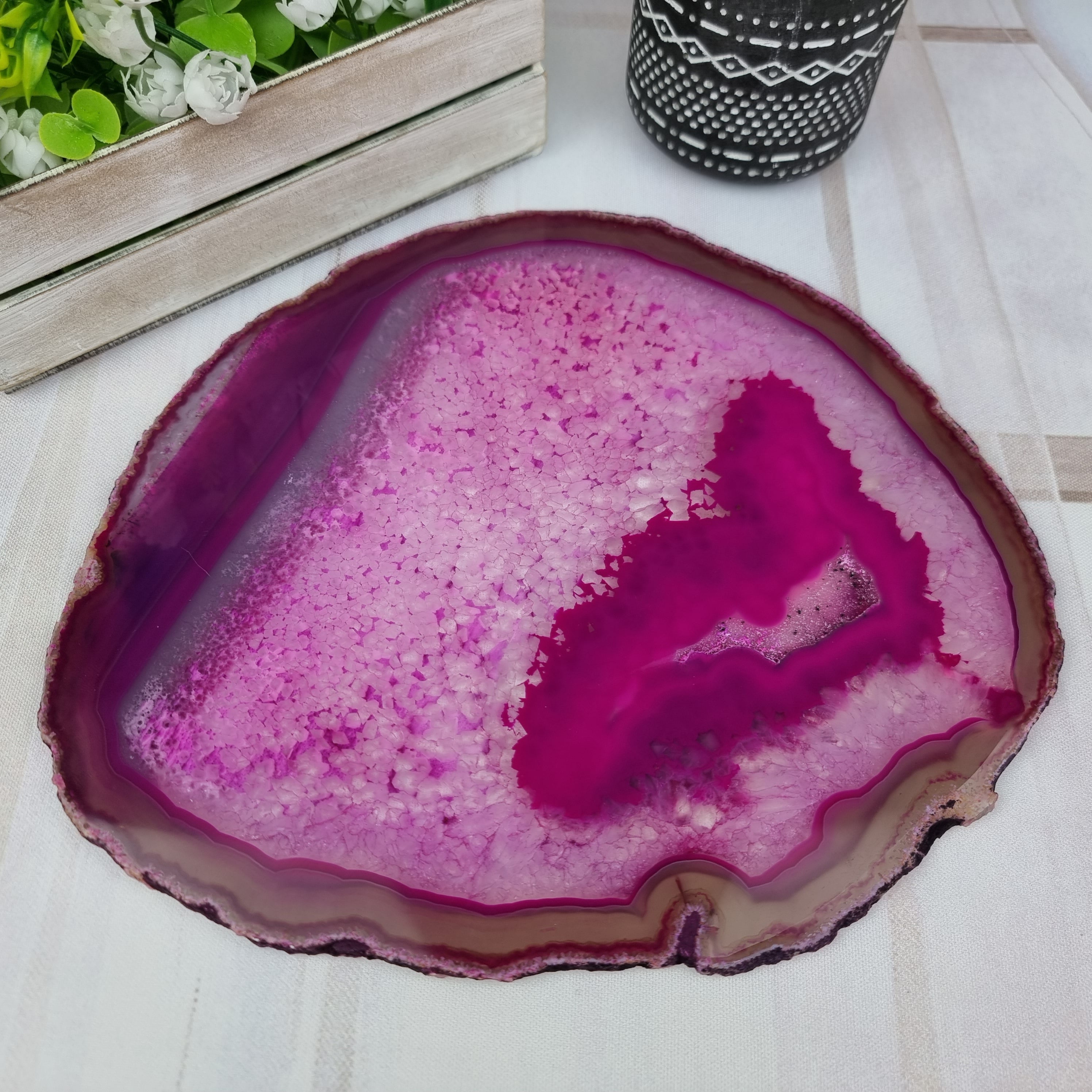 Bandejas de Ágatas Naturais Especiais | 1 Unidade | Tamanho 30 cm | Peça Artesanal BR Crystals