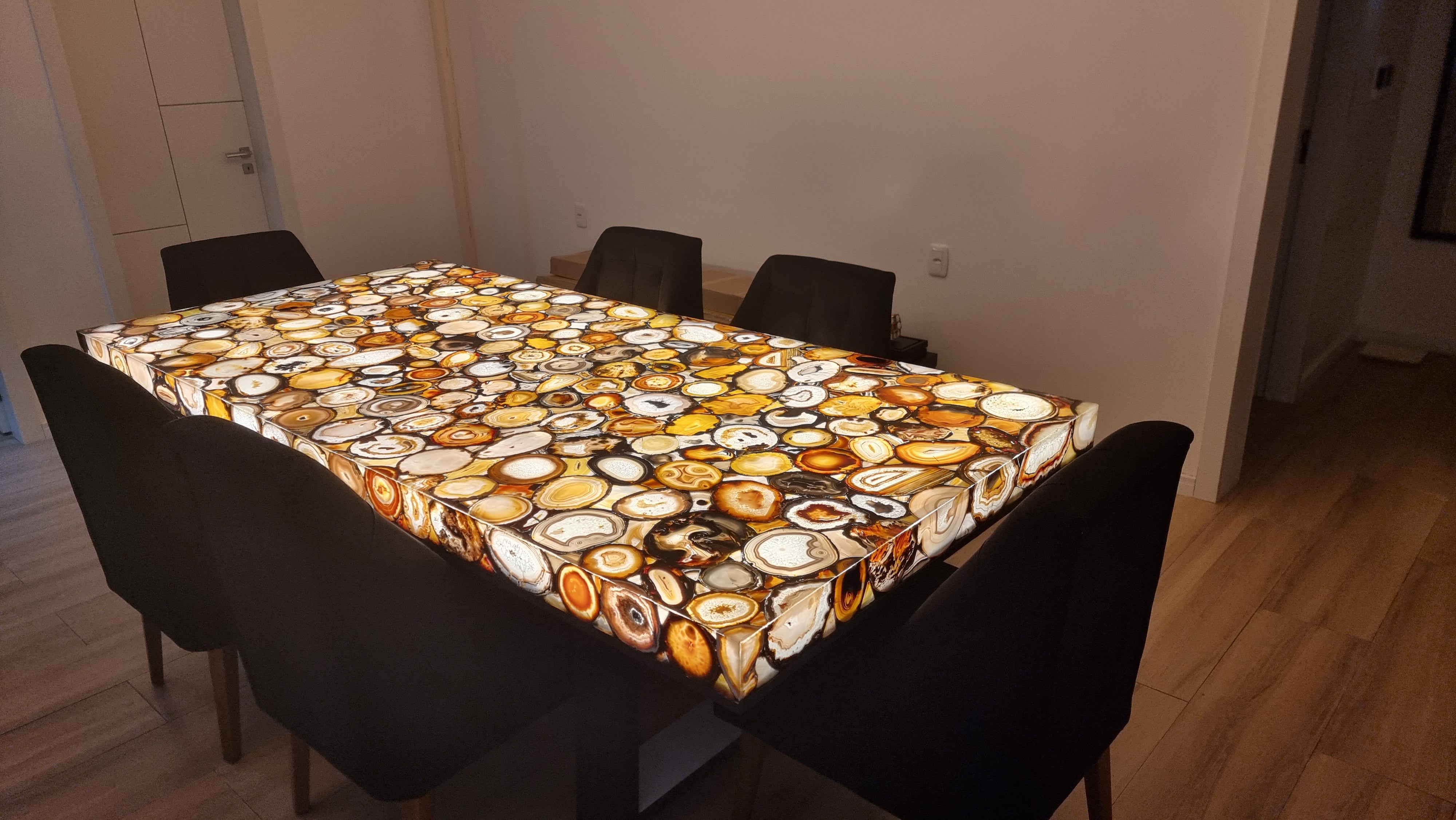 Mesa de Comedor en Ágatas de Resina con Iluminación LED 2,80m x 1,35m Calidad Extra