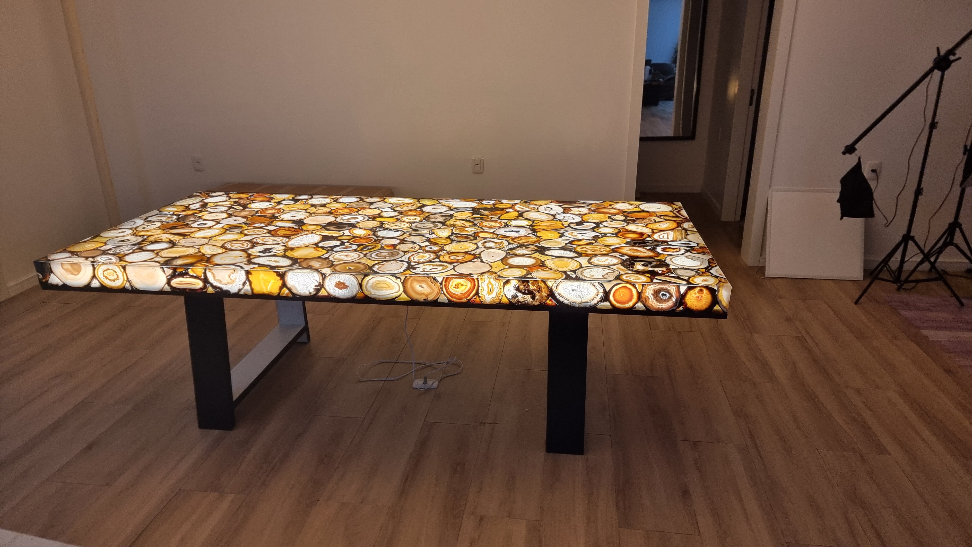 Mesa de Comedor en Ágatas de Resina con Iluminación LED 2,80m x 1,35m Calidad Extra