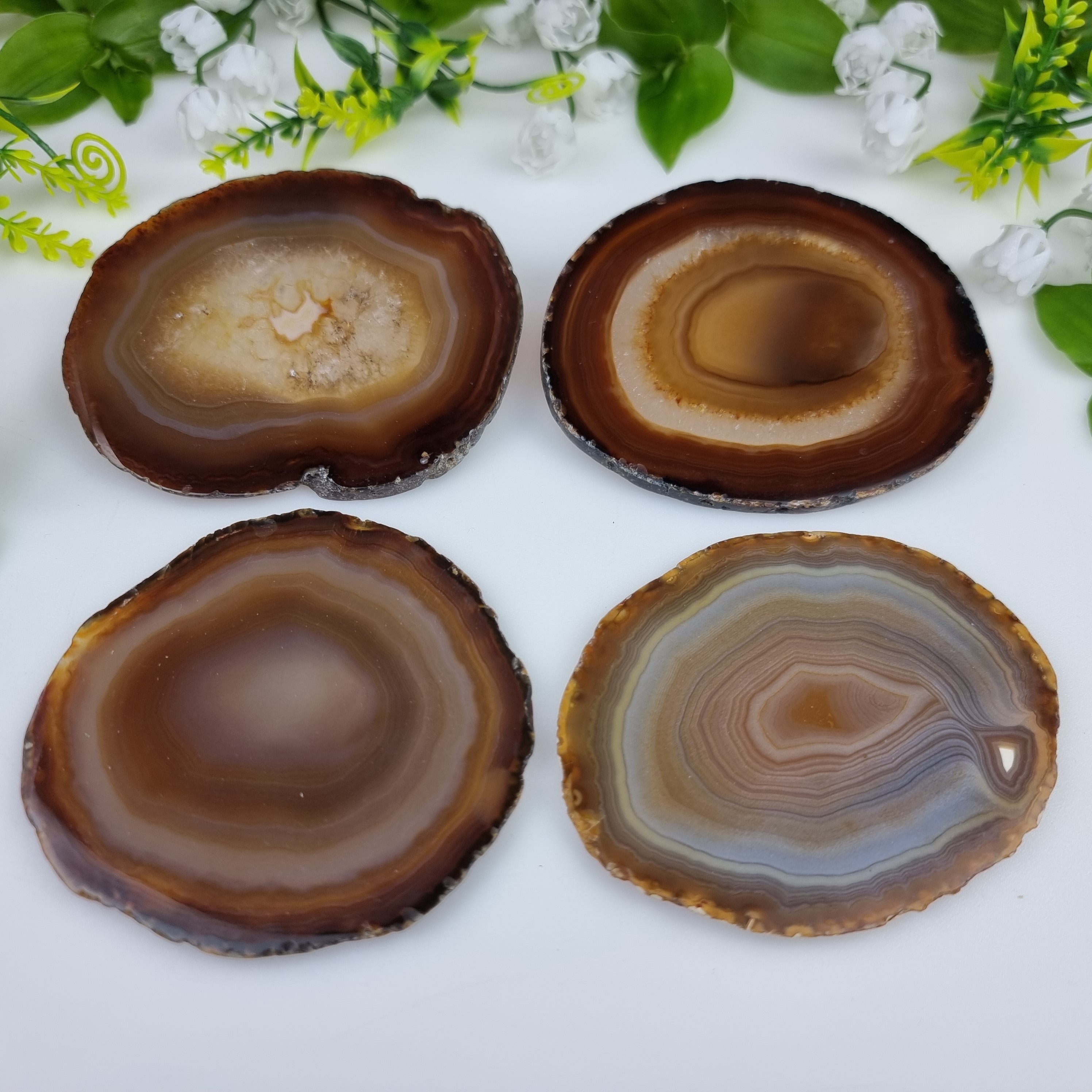 Posavasos de Ágata Natural tamaño 8 a 10 cm kit de 4 piezas Peso total 0.400 kg