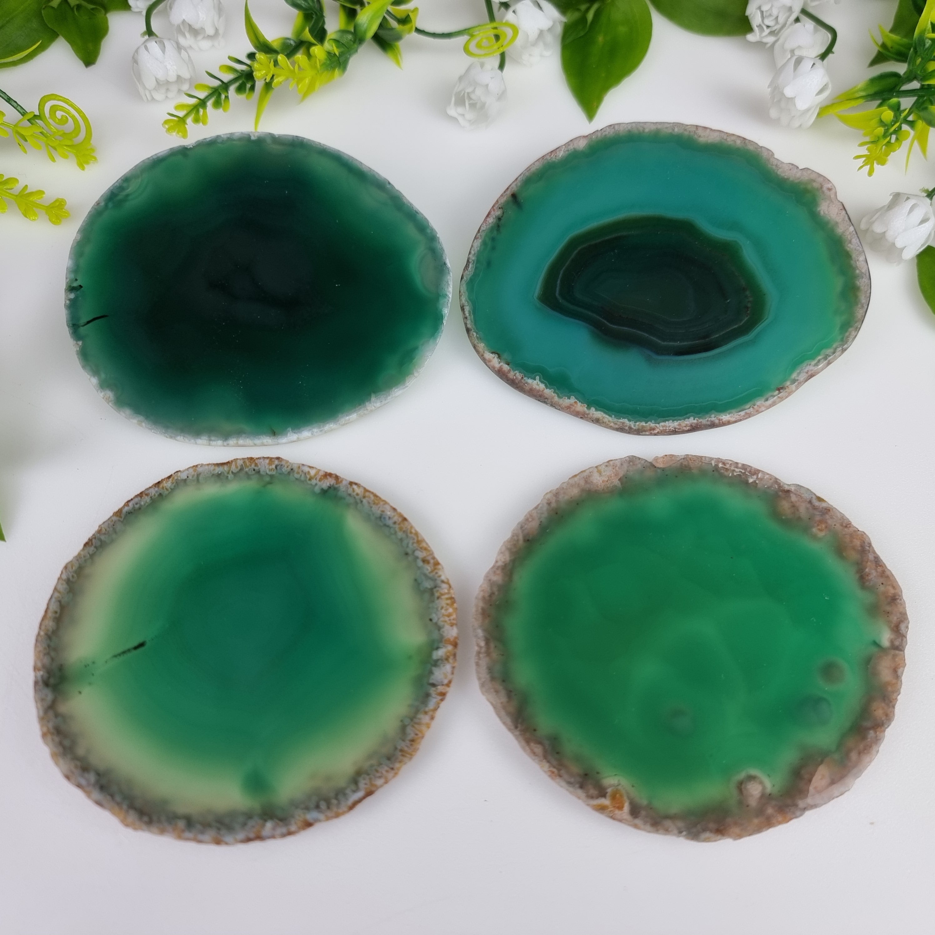 Porta Copos de Àgatas Naturais | 4 unidades | Altura de 8 a 10 cm | Peça Artesanal BR Crystals