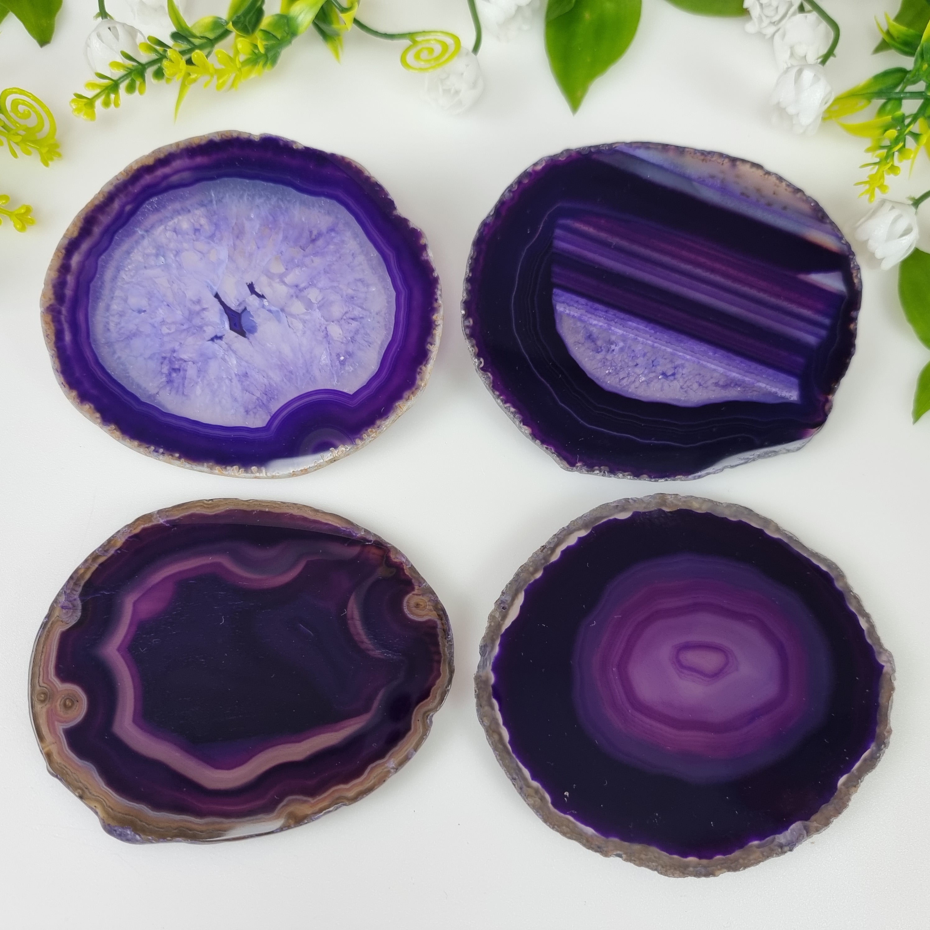 Porta Copos de Àgatas Naturais | 4 unidades | Altura de 8 a 10 cm | Peça Artesanal BR Crystals