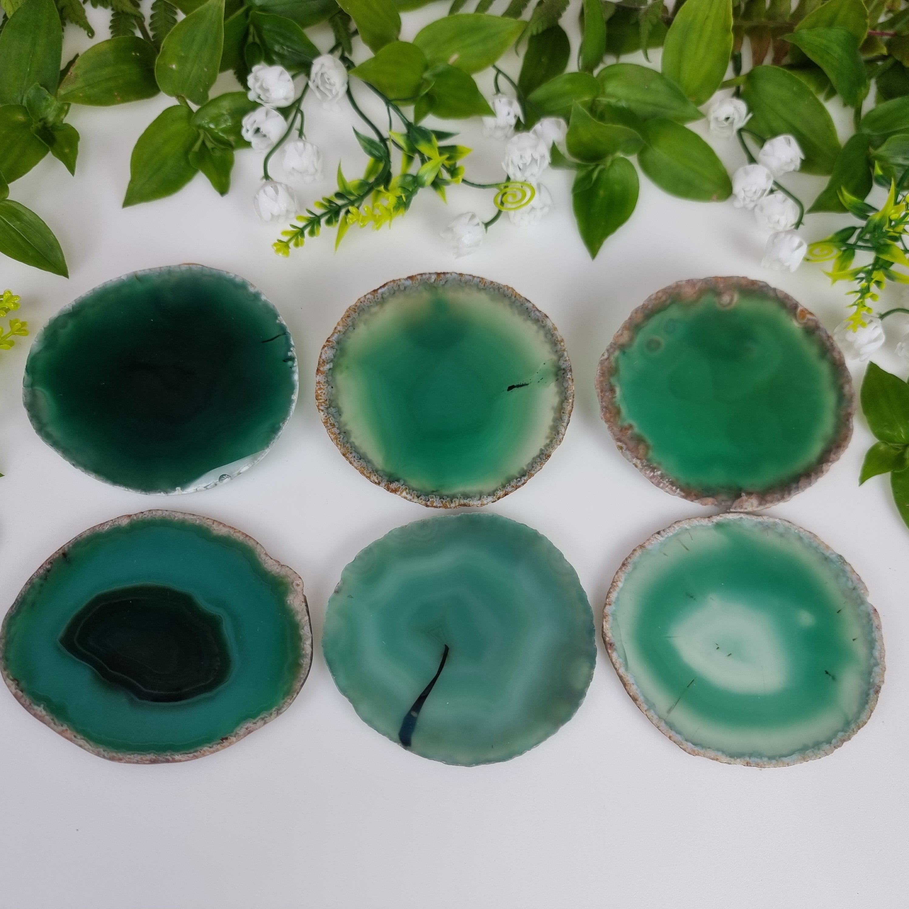 Posavasos de Ágata Natural tamaño 8 a 10 cm kit de 6 piezas Peso total 0.600 kg