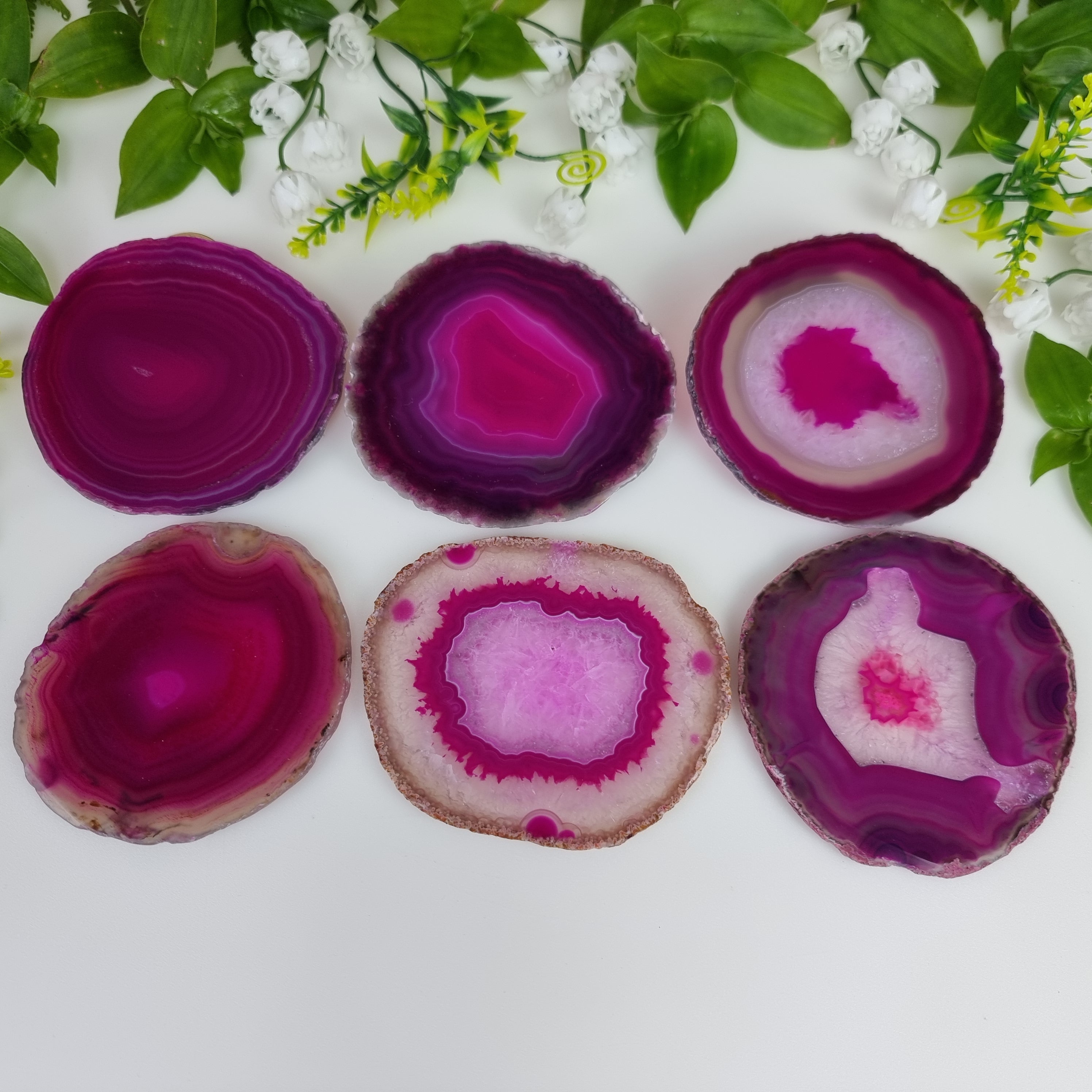 Porta Copos Ágatas Naturais tamanho 8 A 10 cm kit de 6 Pçs Peso total de 0,600 kg