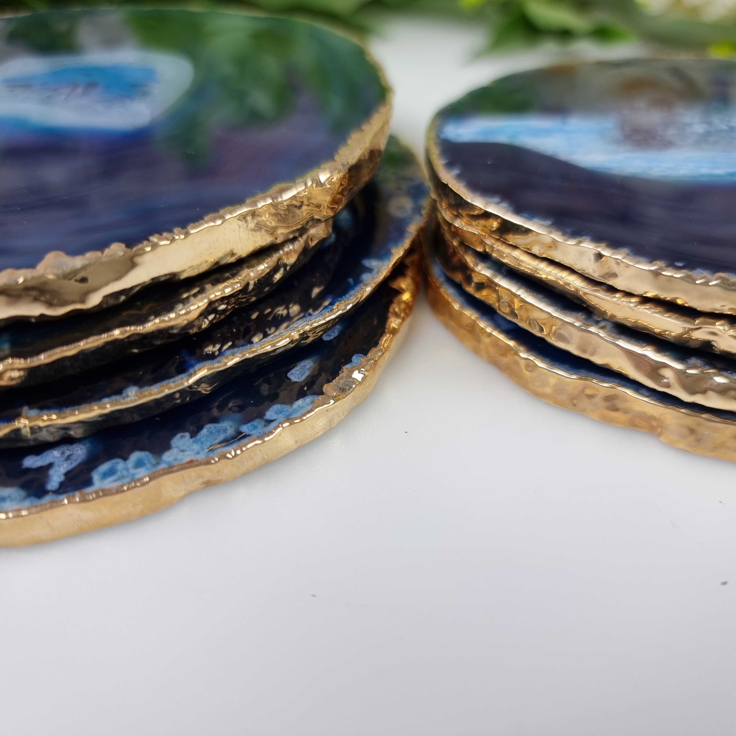 BAÑO DE ORO Posavasos Ágata Natural tamaño 10 a 12 cm kit 4 Piezas Peso 0.500 kg