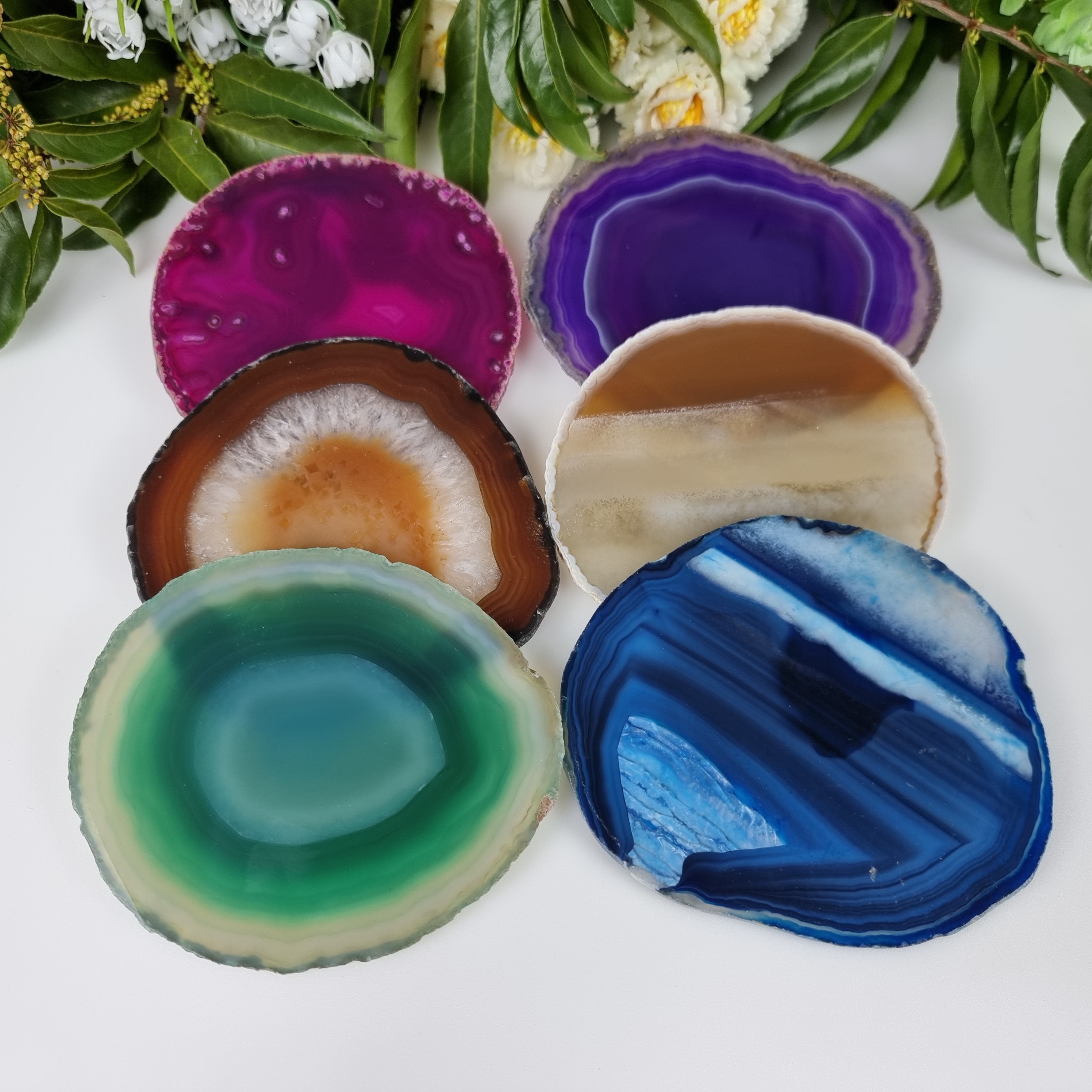 KIT Posavasos de Ágata Natural de 10 a 12 cm con 6 piezas Peso total 0.600 kg