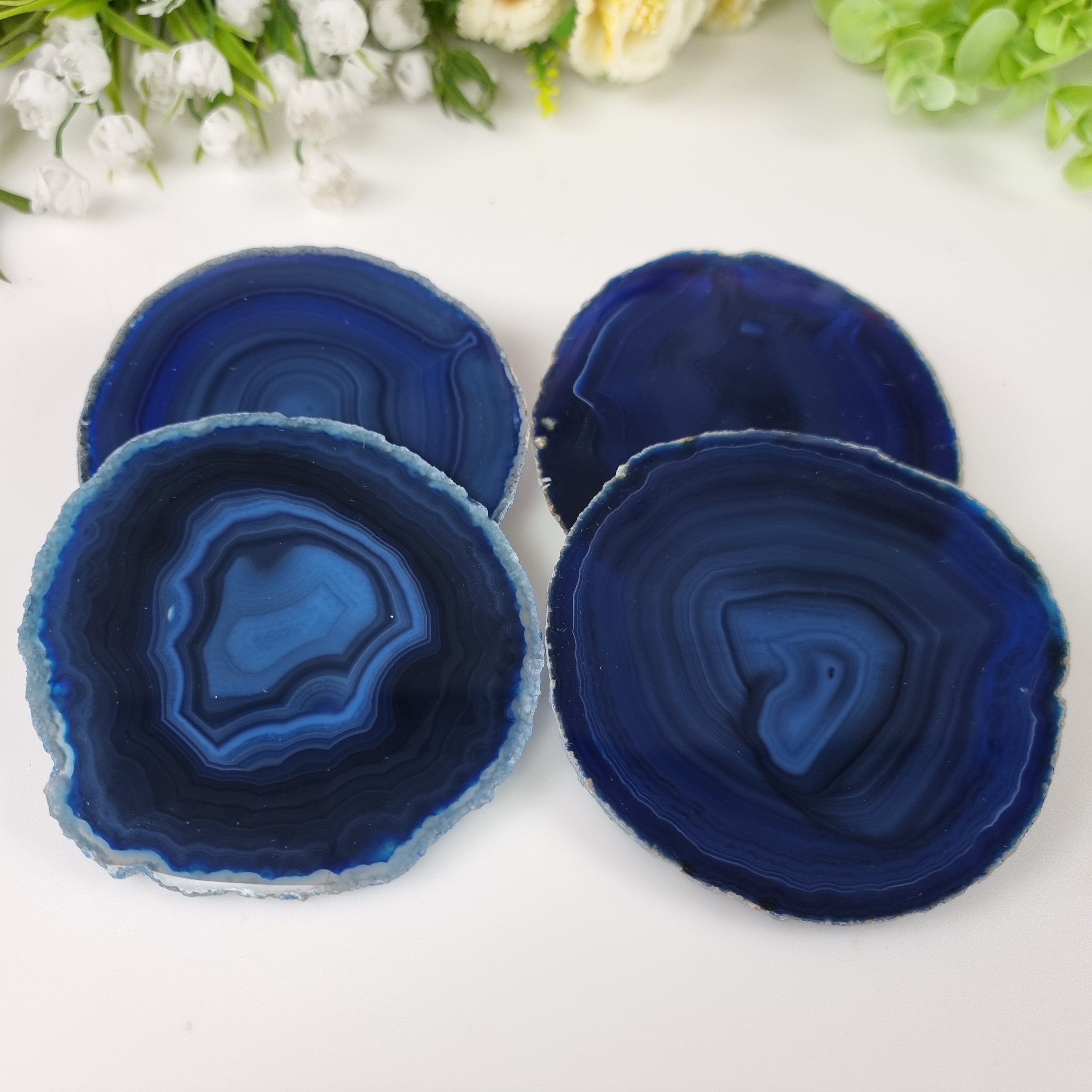 Porta Copos Àgatas naturais tamanho 10 A 12 cm kit de 4 Pçs Peso total de 0,500 kg