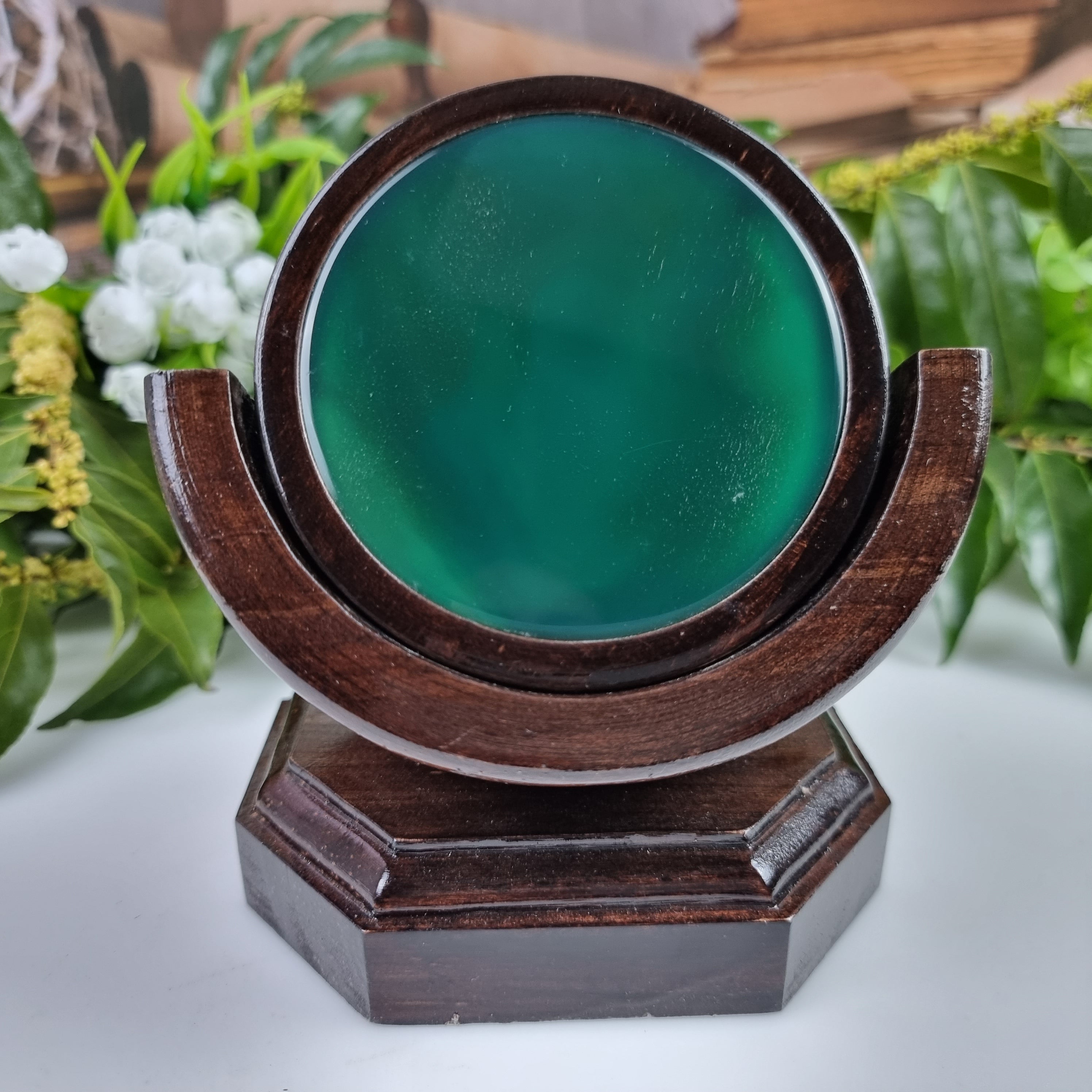 Porta copos de ágatas KIT com base de madeira 6 unidades pedras naturais 1,60 Kg Super Especial