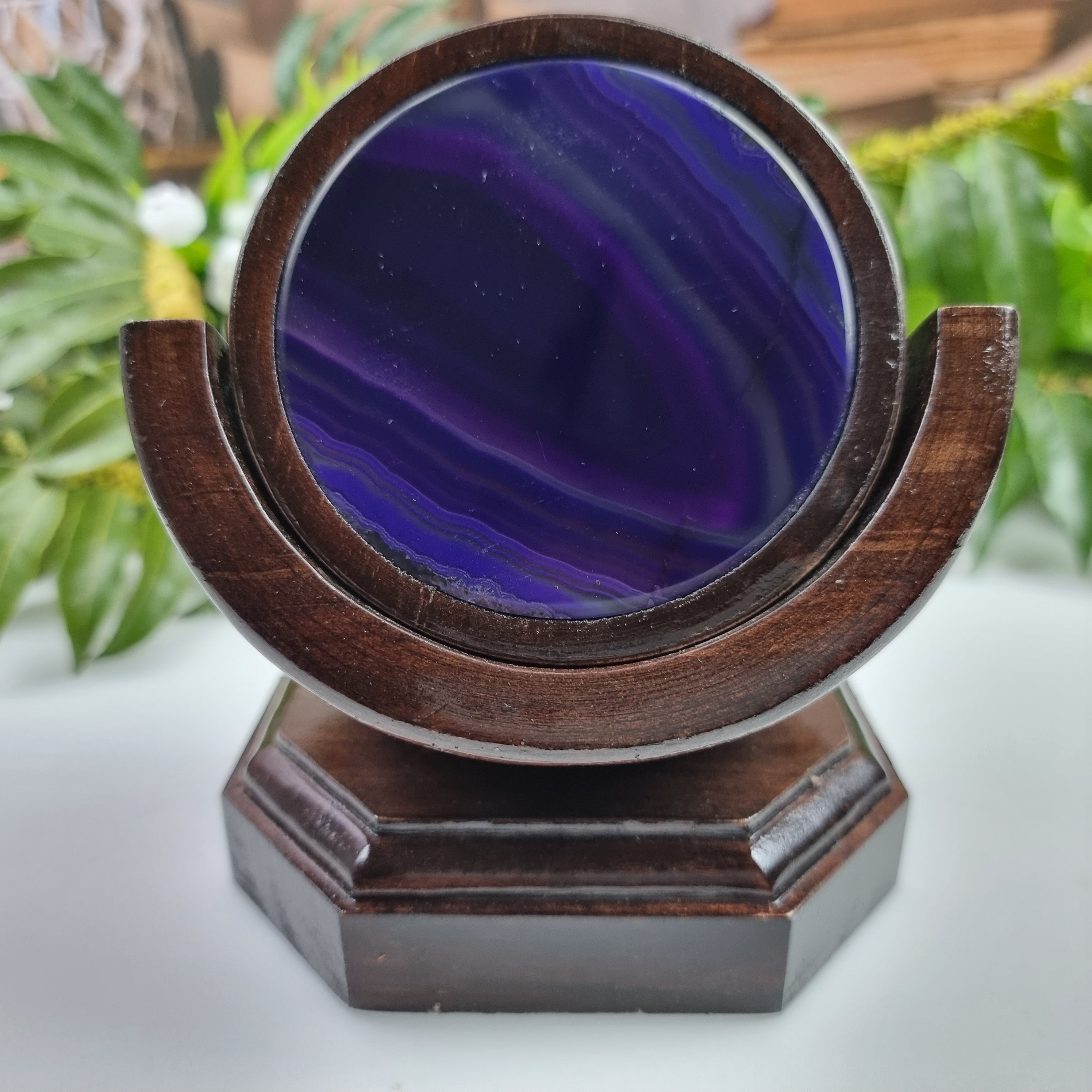 Porta copos de ágatas KIT com base de madeira 6 unidades pedras naturais 1,60 Kg Super Especial