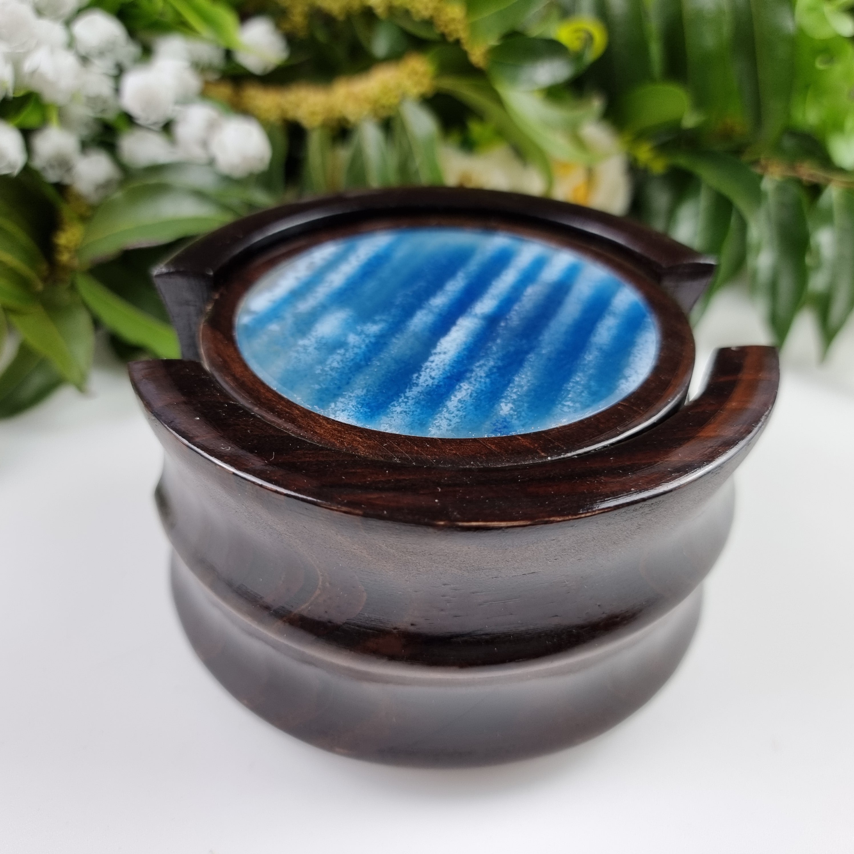 KIT posavasos ágata con base de madera 6 unidades piedras naturales 1,60 kg