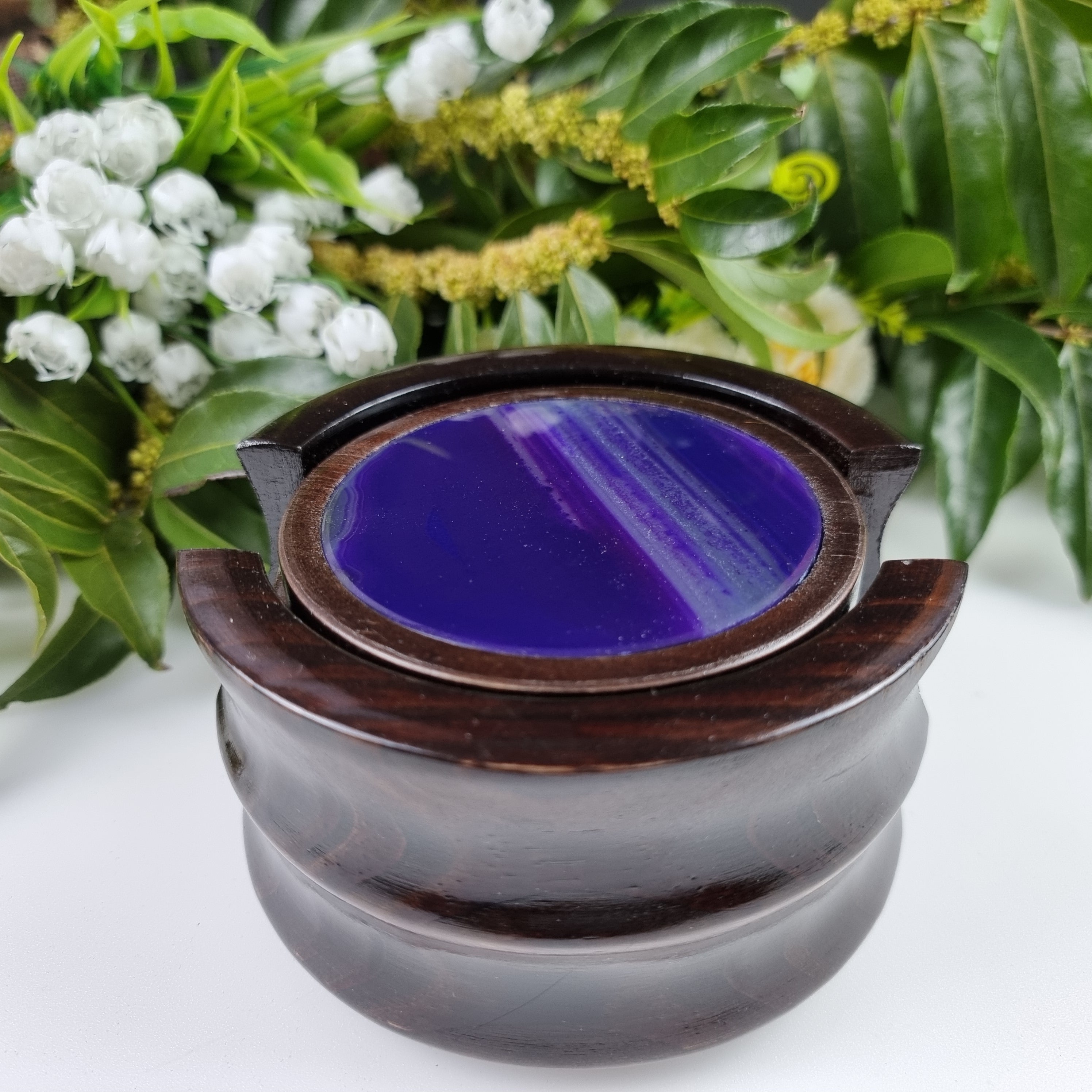 KIT posavasos ágata con base de madera 6 unidades piedras naturales 1,60 kg