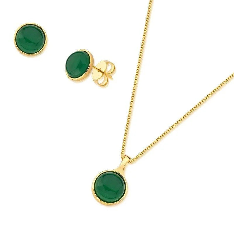 Conjunto Colar e Brinco Folhado a Ouro