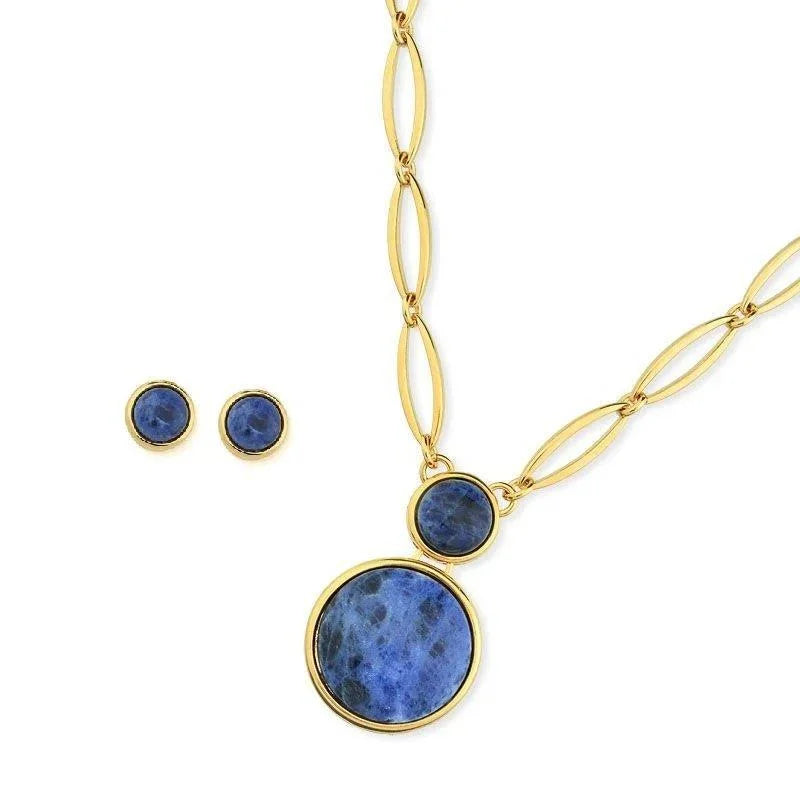 Conjunto Colar e Brinco Folhado a Ouro