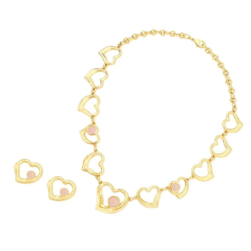 Conjunto Colar e Brinco Folhado a Ouro