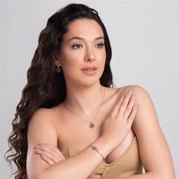Conjunto Colar e Brinco Folhado a Ouro Árvore da Vida