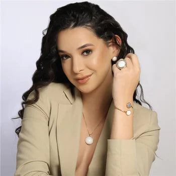 Conjunto de Brinco e Colar Banhado a Ouro e Ródio Branco