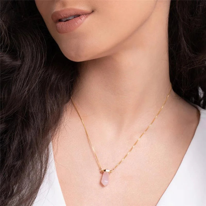 Pingente pedras semi-preciosas banhado a ouro