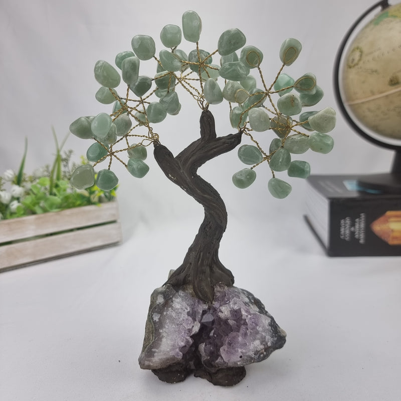 Árvore de QUARTZO VERDE Natural | 60 Pedras, 12 galhos | Base de Ametista com 15 cm altura - Peça Artesanal BR Crystals