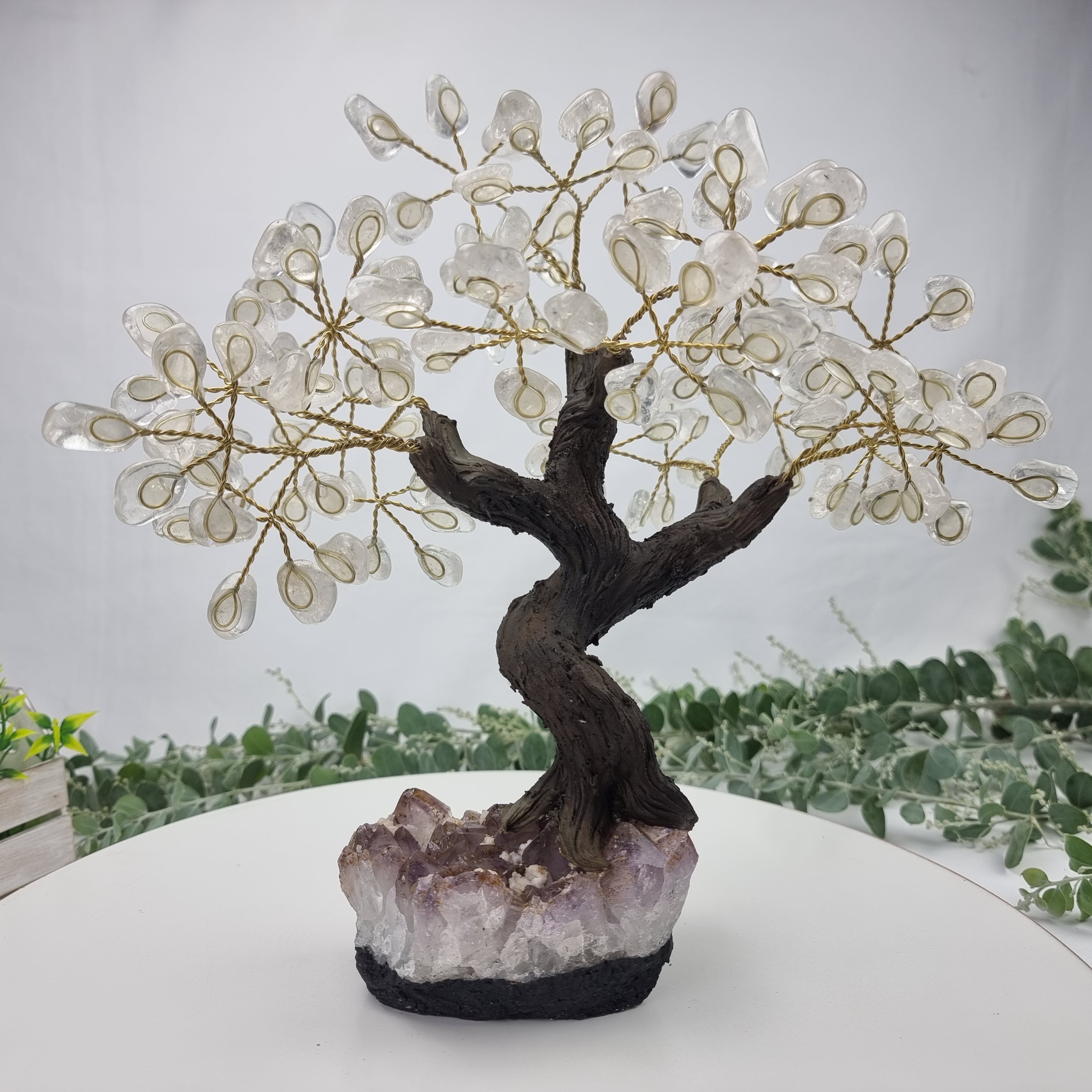 Árvore de CRISTAL Natural | 120 Pedras, 24 galhos | Base de Ametista com 20 cm altura - Peça Artesanal BR Crystals